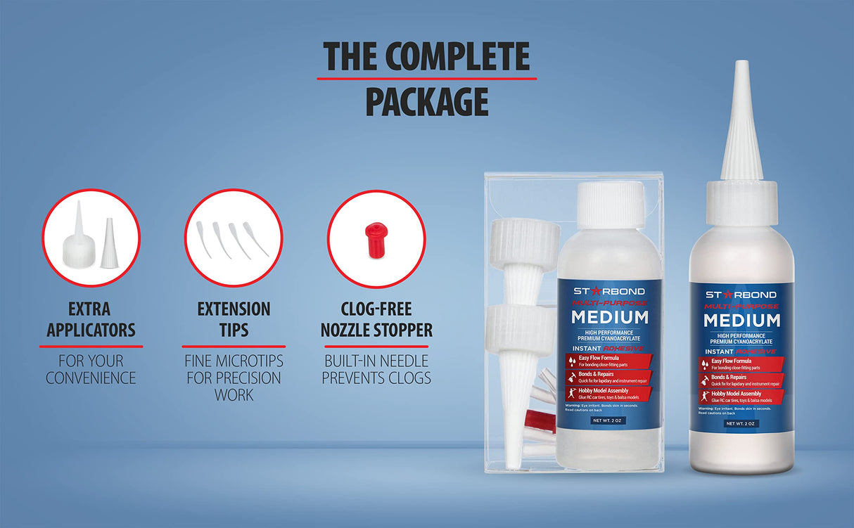 Starbond 4 oz. Medium CA Glue (Premium Cyanoacrylate Super Glue) for Quick Glue-ups, Woodworking, Woodturning, Hobby Models Starbond