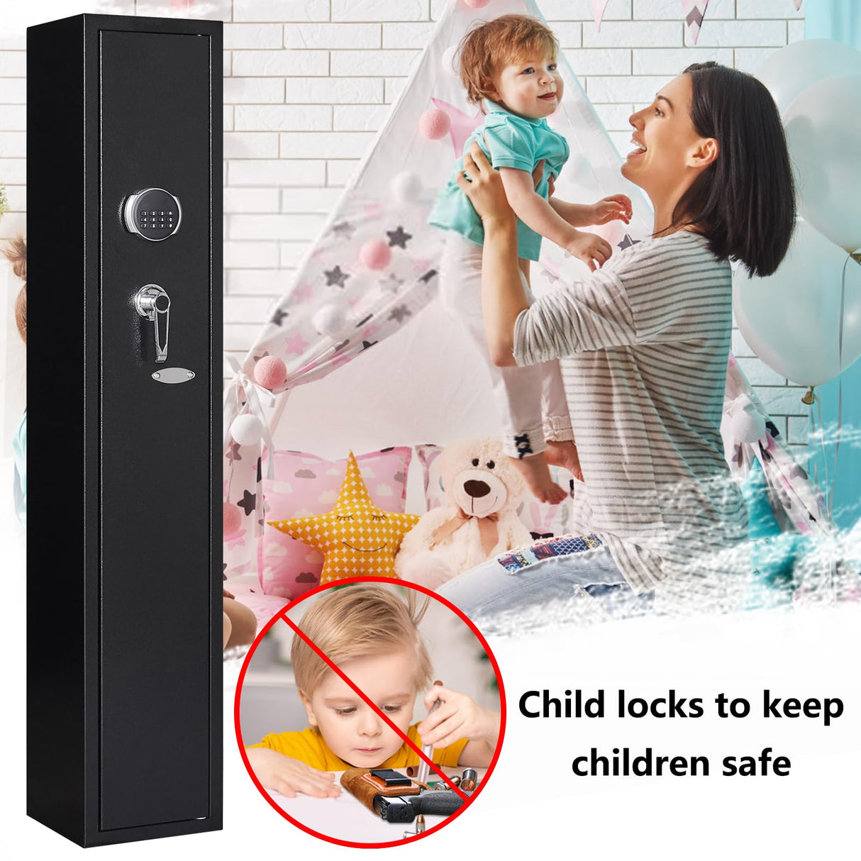 KAER Gun Safe,Rifle Safe,Gun Safes for Home Rifle and Pistols,Gun Security Cabinet,Gun Cabinet for Rifles and Shotguns with Removable Storage Shelf KAER