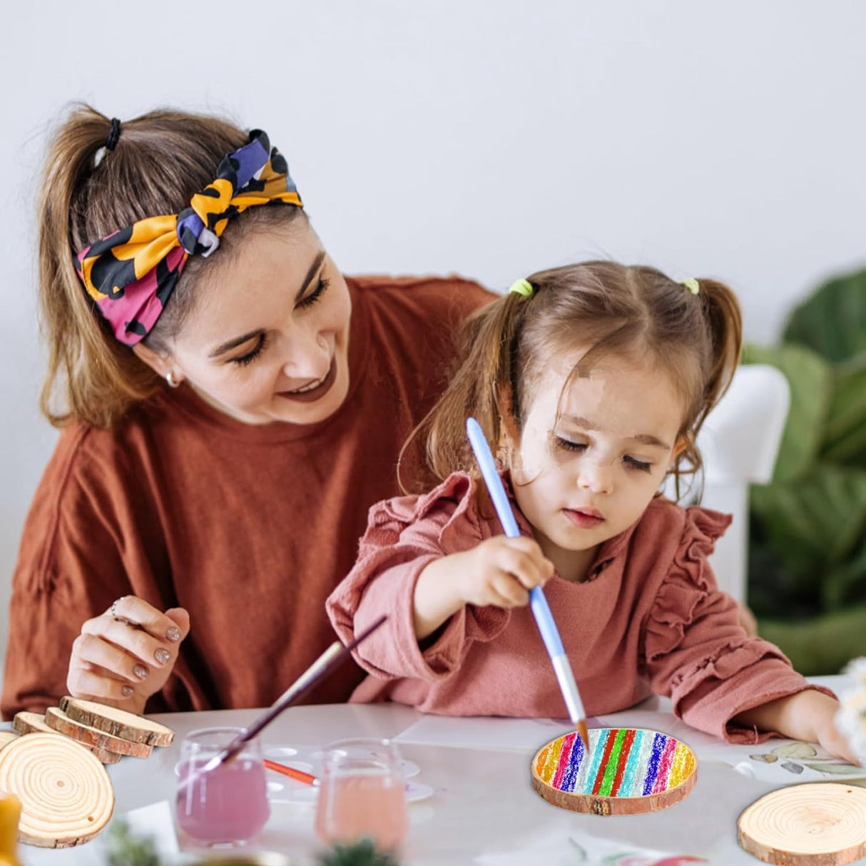 Natural Wood Slices - 30 Pcs 3.5-4 inches Craft Unfinished Wood kit Predrilled with Hole Wooden Circles for Arts Wood Slices Christmas Ornaments DIY Brmeday