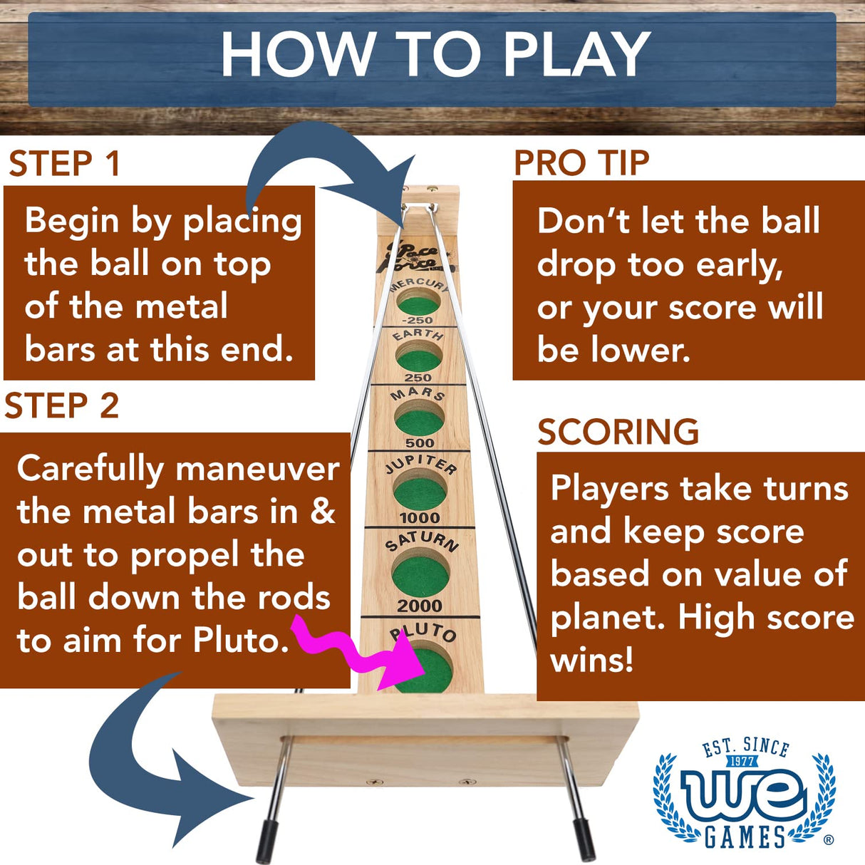 WE Games Shoot the Moon - Solid Wood, 18 in. WE Games