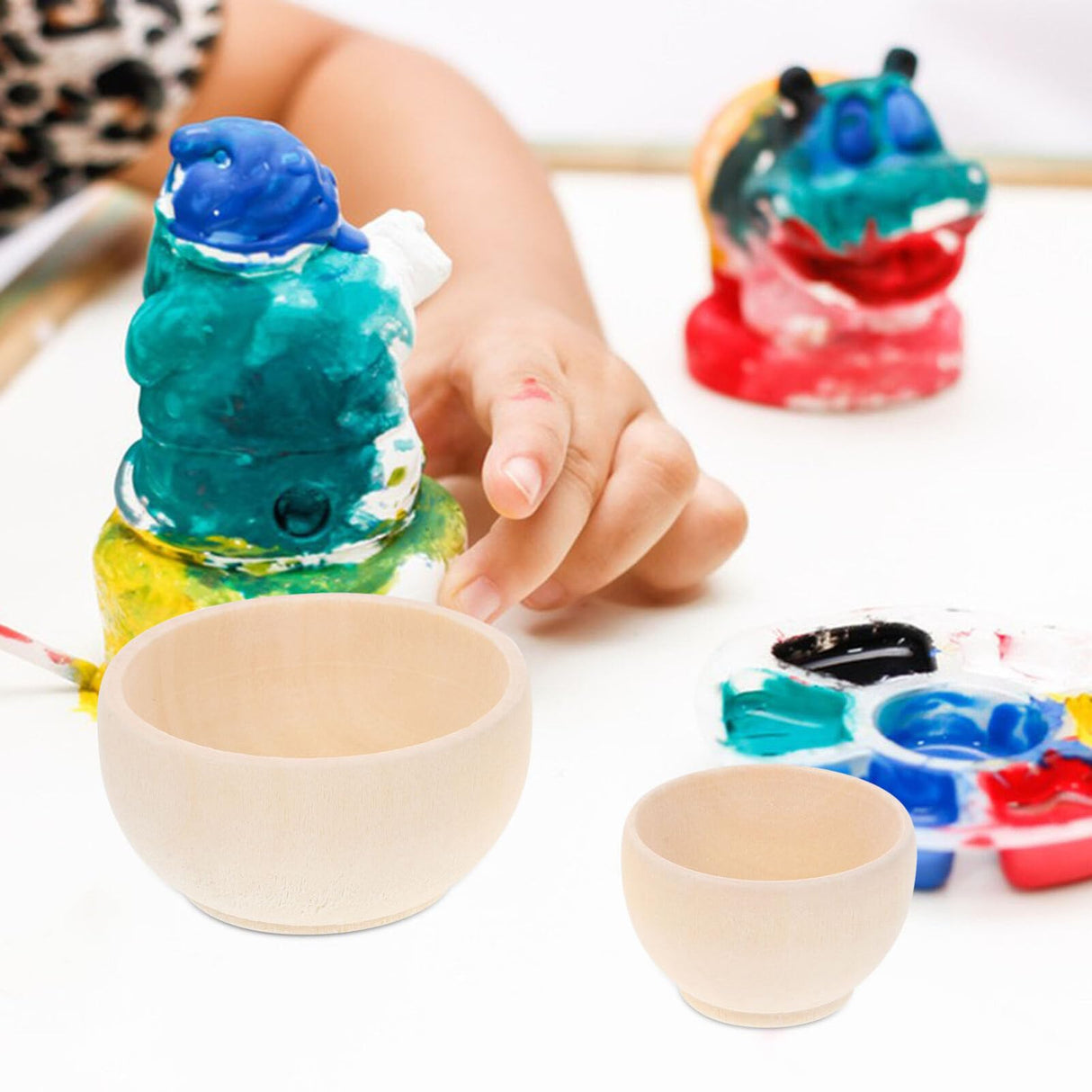 VILLCASE Unfinished Wood Bowl 2pcs Mini Wooden Bowl Unpainted Miniature Blank Bowls Natural Blank Bowl Crafts for Diy Painting Graffiti Drawing Art VILLCASE