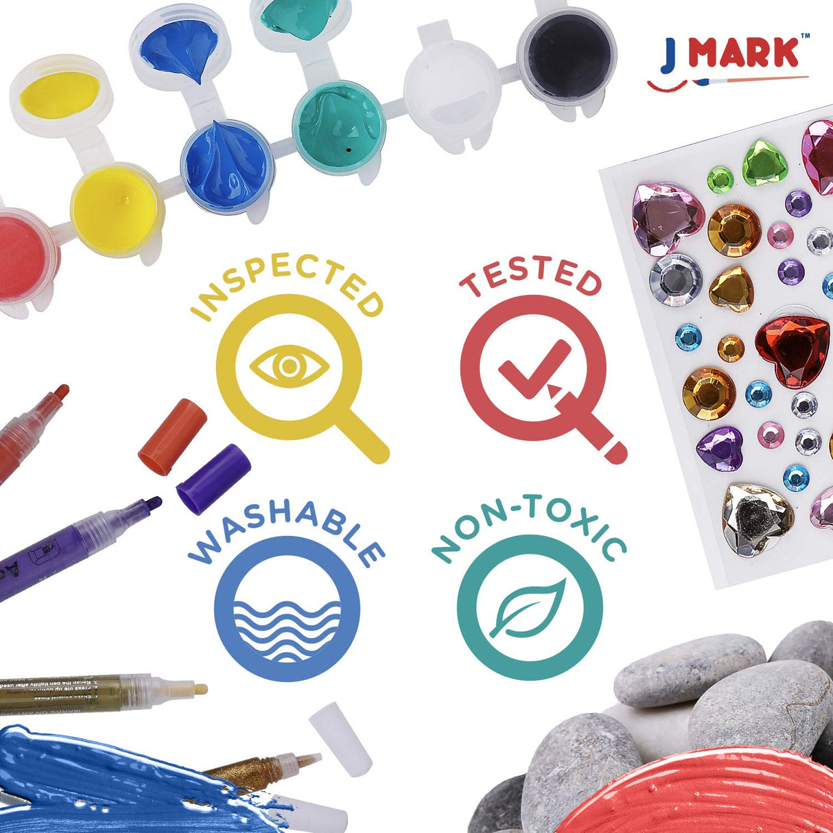 J MARK Premium Rock Painting Kit - Acrylic Paint Pens for Rock Painting, Glow in The Dark and More J MARK