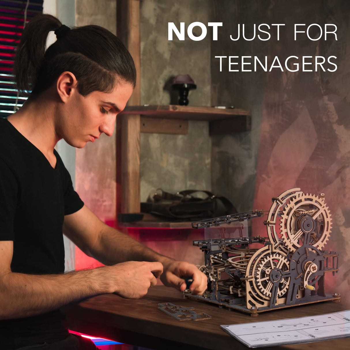 Marble Run to Build, 294-Piece Wooden Marble Maze STEM Toy Building Sets for Teens & Adults Unique Hobbies Kit/Gift ROBOTIME