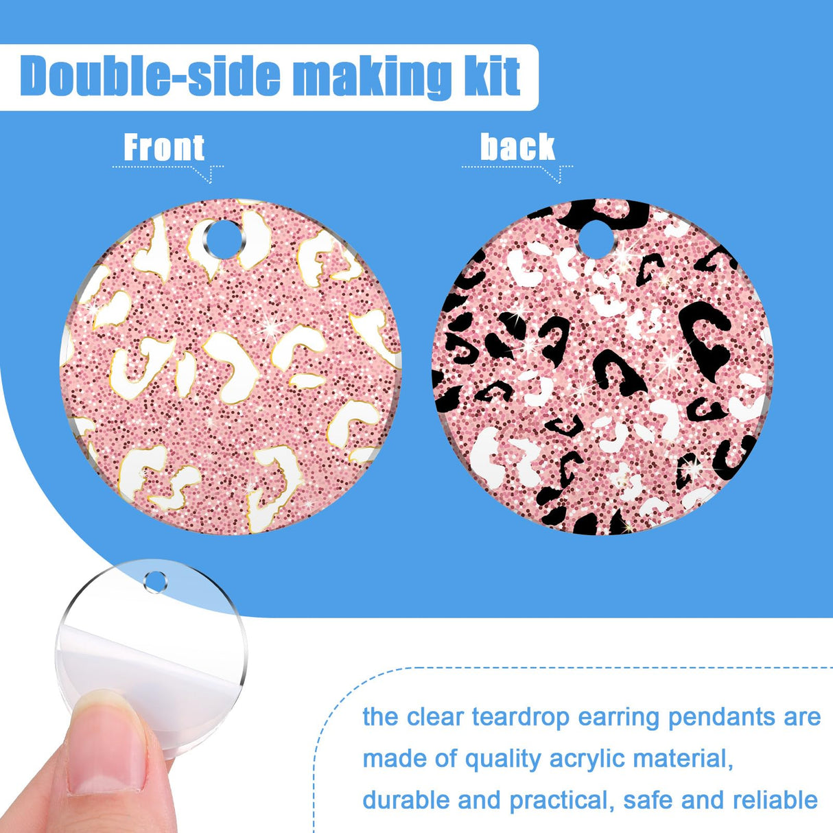 Loetere 168 Pieces Acrylic Earrings Blanks DIY Earrings Making Kit Includes Transparent Round Clear Acrylic Earring Blanks Pendants Earring Hooks and Loetere