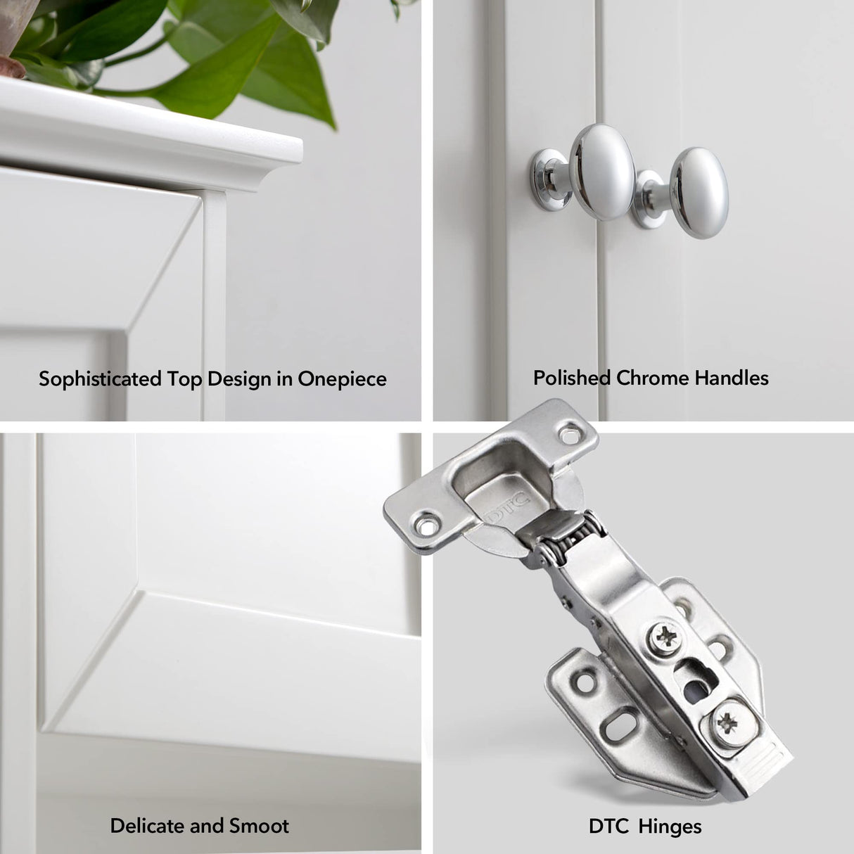 VANIRROR White Over-The-Toilet Storage Cabinet with Adjustable Shelves and Soft-Close Hinges VANIRROR