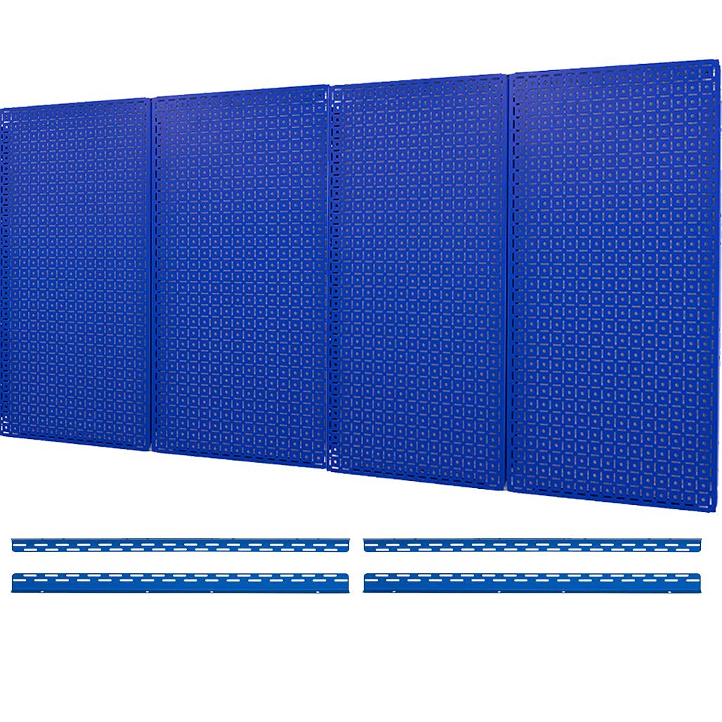OmniWall 16" x 32" Metal Pegboard Panel 4-Pack for Garage & Home Wall Storage Organization System (Blue) OmniWall