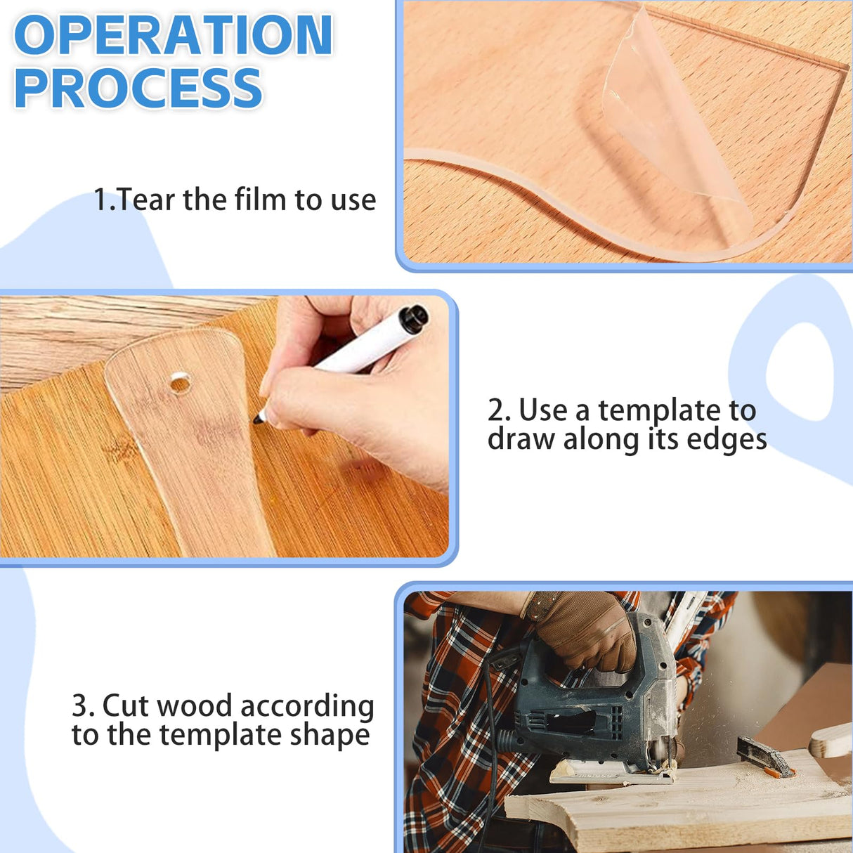 TRINKA Charcuterie Board Template Set - 6 Pcs Acrylic Router Templates for Woodworking | Handle Cutting Board Templates with 4 Pens | Angled Curvy TRINKA