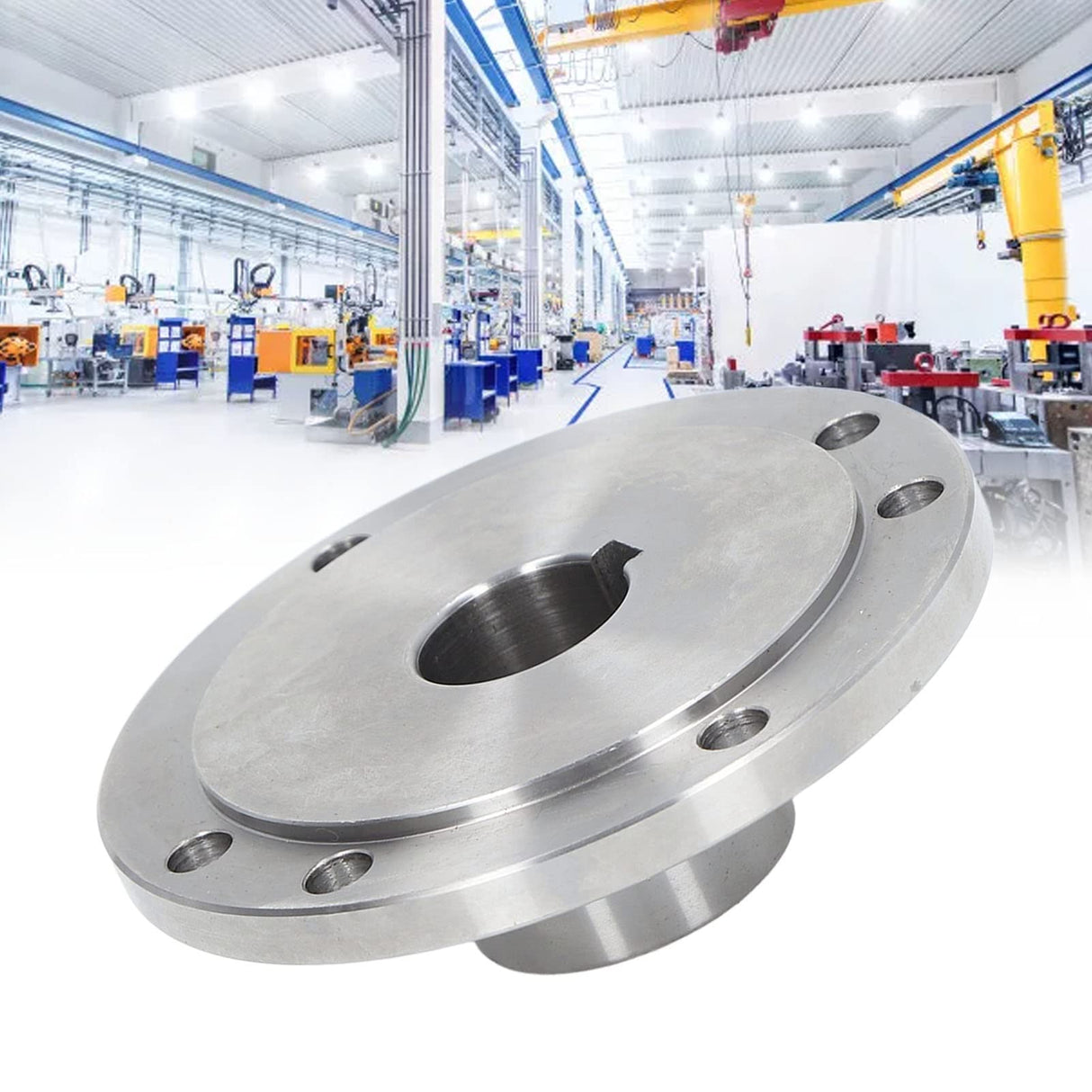 Lathe Flange, 6 Mounting Holes 125mm Chuck Connection Flange, High Manganese Steel Chuck Flange for K11-125 K12-125 K72-125 Back Plate for Self Focket