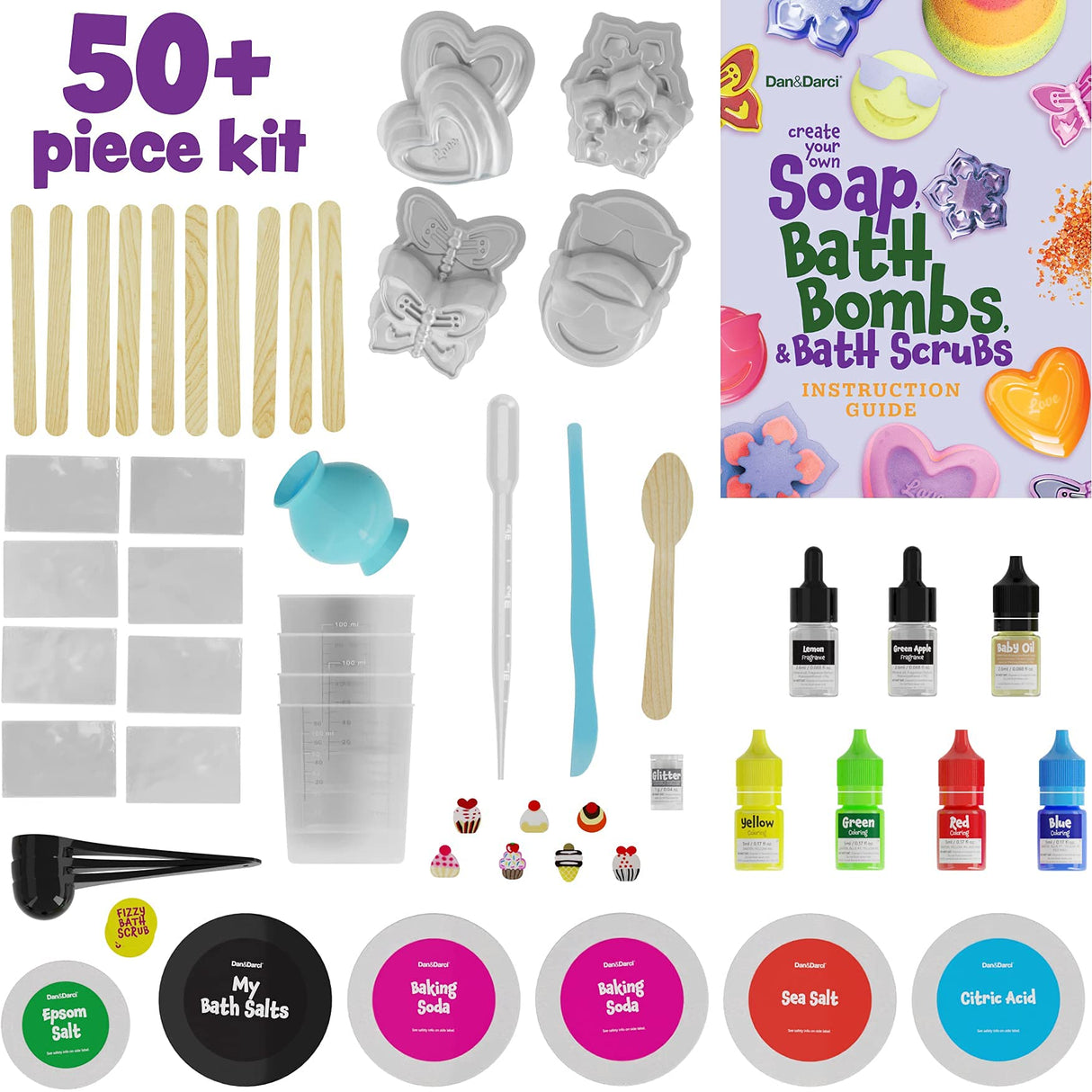 Soap & Bath Bomb Making Kit for Kids, 3-in-1 Spa Science Kit, Craft Gifts for Girls & Boys Age 6, 7, 8, 9, 10-12 Year Old Girl Crafts Kits : DIY Dan&Darci
