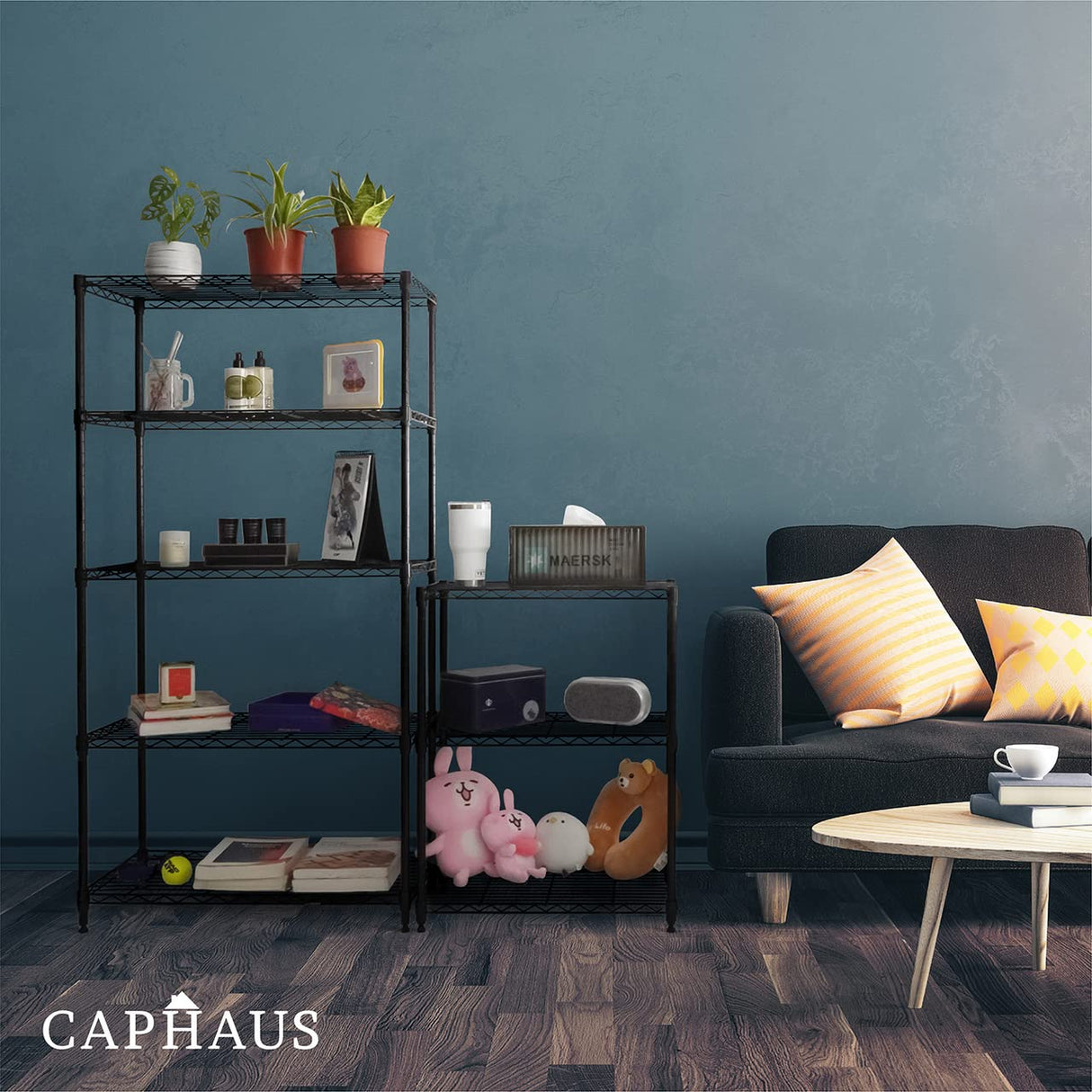 CAPHAUS 3/4/5-Tier Adjustable Height Wire Shelving Unit, Rack Shelving, Metal Steel Shelves, Garage Organizer, Utility Storage Shelf, 3-Tier Without CAPHAUS