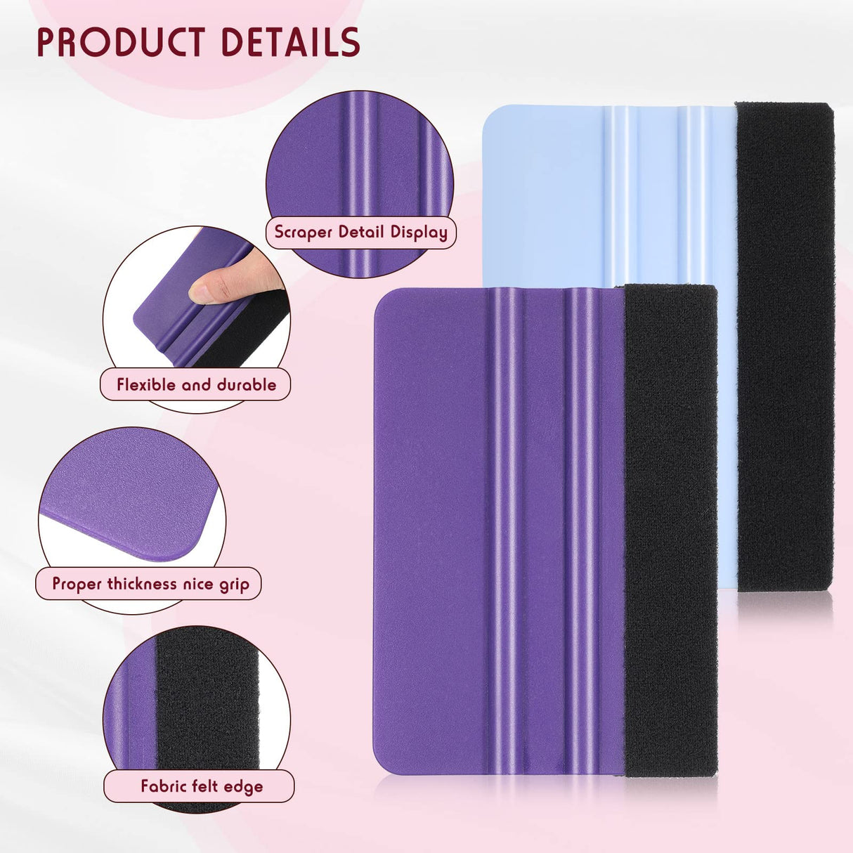 4 Pieces Weeding Tools for Vinyl, Includes 2 Pieces Glitter Craft Vinyl Weeding Pin Pen Retractable Air Release Weeding Pen with 2 Pieces Scrapers Chinco