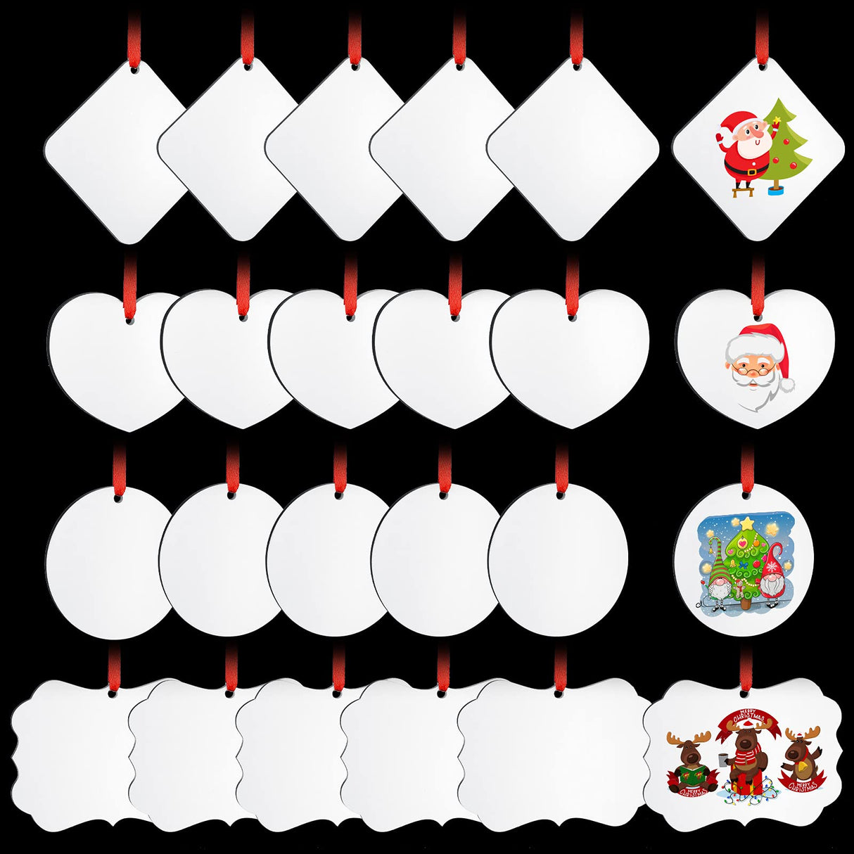 Marsui Sublimation Wooden Ornaments Blanks Christmas Sublimation Blanks Pendant Unfinished Christmas Tree Discs Wooden Ornaments Sublimation Wooden Marsui