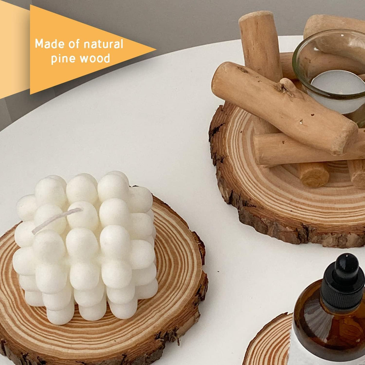 Unfinished Wood Slices for centerpieces 18 PCS 5.1-5.5 Inch,Round Wooden Discs with Tree Bark,Wood Cookies Circles for Crafts Christmas William Craft