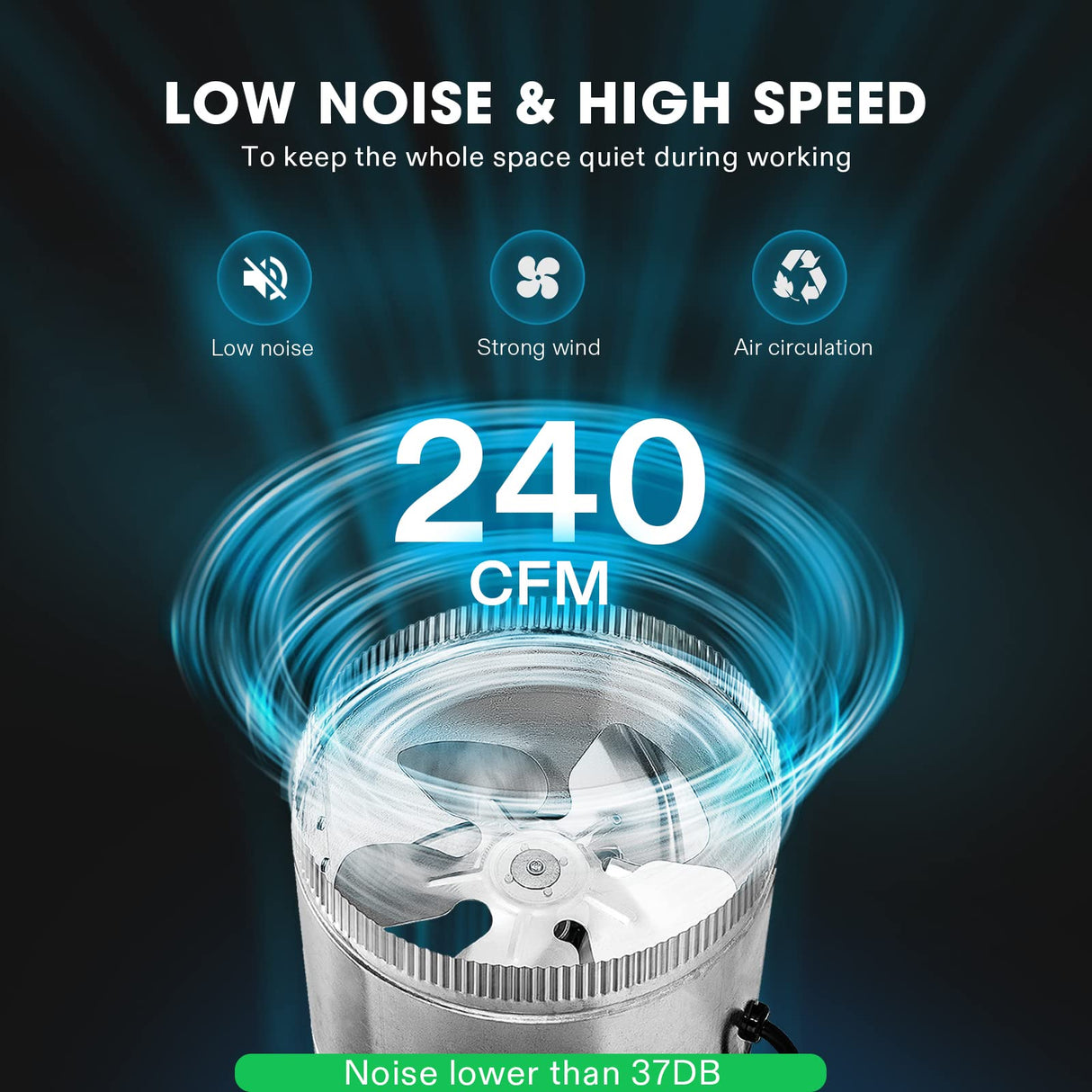 VIVOSUN 6 Inch Inline Duct Fan 240 CFM, HVAC Exhaust Ventilation Fan with Low Noise for Basements, Bathrooms, Kitchens and Attics, Silver VIVOSUN