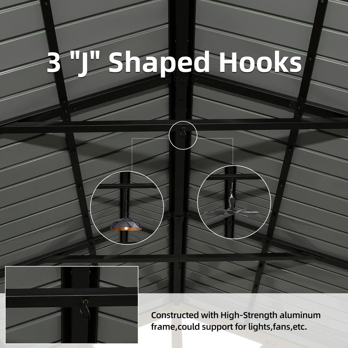 Domi 12’x14’ Hardtop Gazebo Outdoor Aluminum Gazebo with Galvanized Steel Gable Roof for Lawn and Garden(Wood-Looking) domi outdoor living