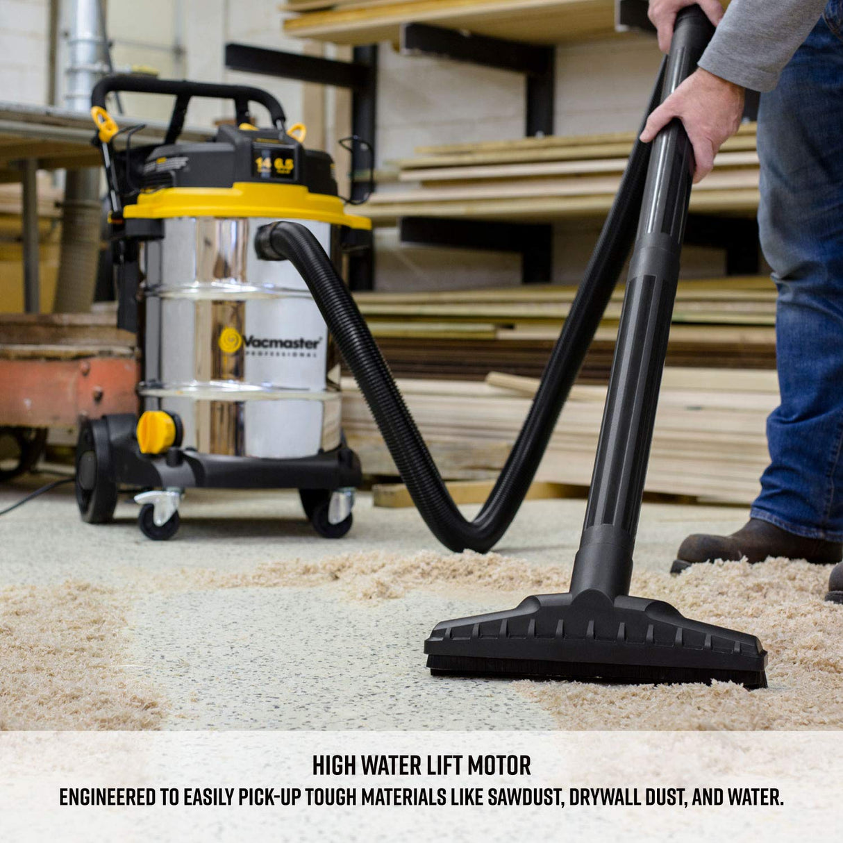 Vacmaster VJE1412SW0201 Beast Professional Series 14 Gal. 6.5 HP Steel Tank Wet/Dry Vac with Cart Vacmaster