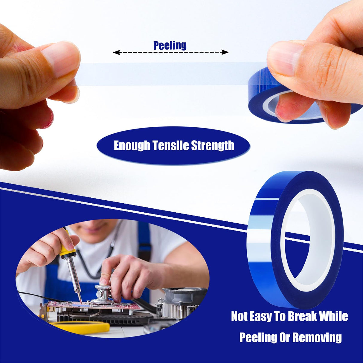 MEBMIK 4 Rolls 10mm x16m(52FT) Blue Heat Tape High Temperature Heat Resistant Tape Heat Transfer Tape for Heat Sublimation Press Vinyl,No Residue MEBMIK