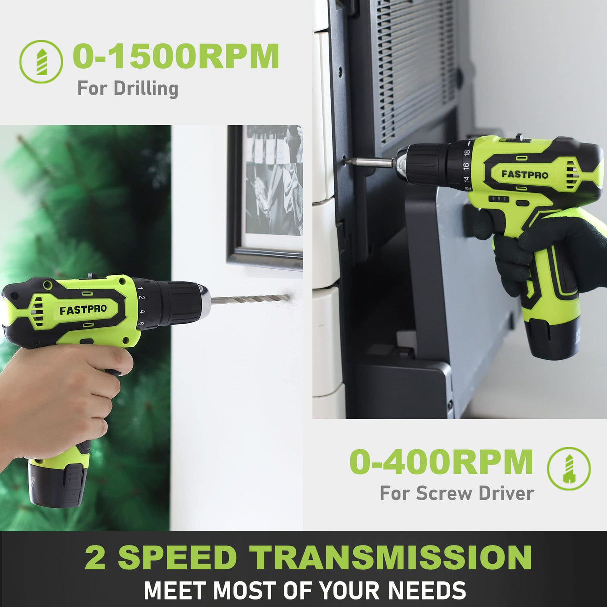 FASTPRO 160-Piece Home Tool kit with Drill, 12V Cordless Lithium-ion Drill Driver and Household Repairing Tool Set with Storage Case, For DIY, Home FASTPRO