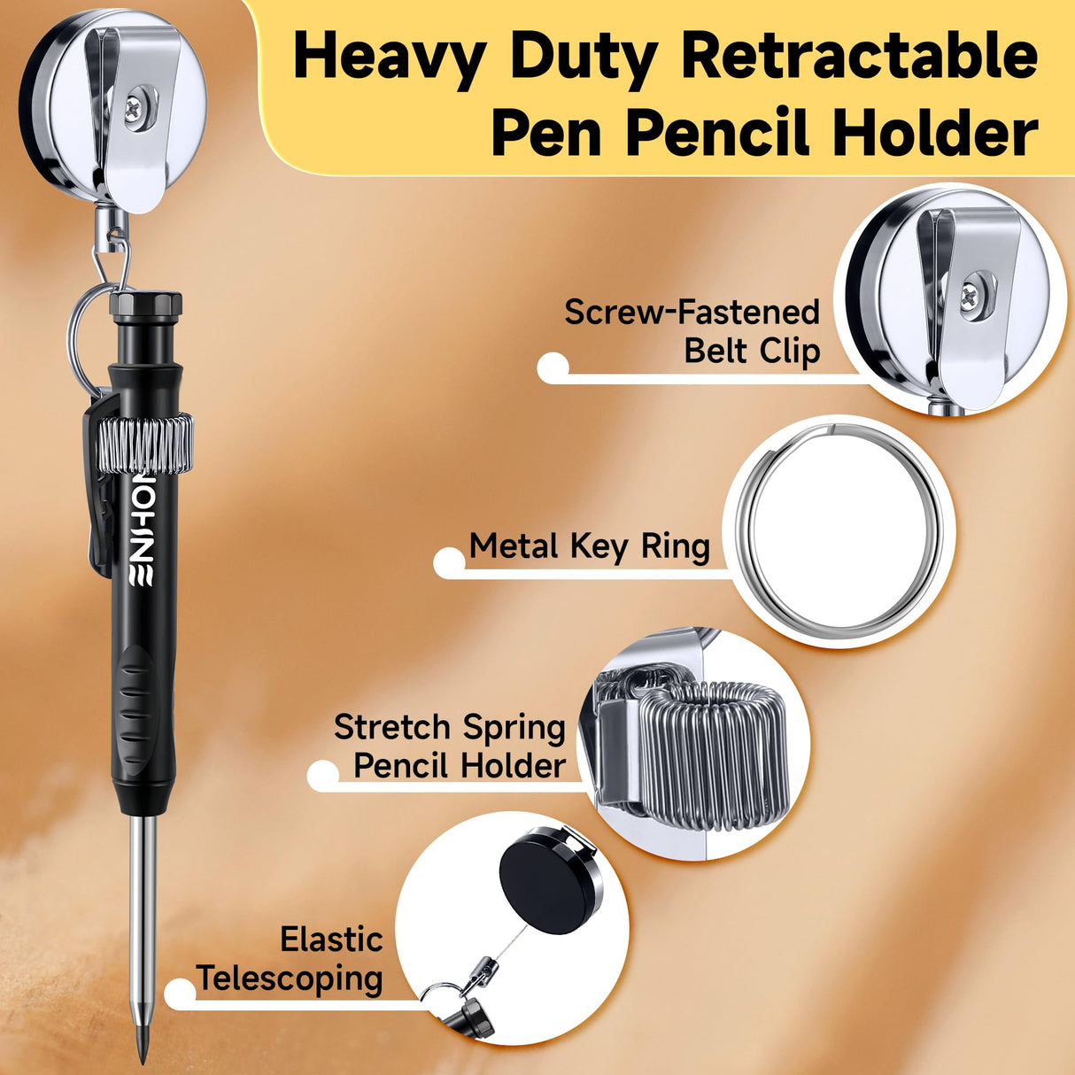 Enhon 43 Pcs Carpenter Pencils Set, Construction Pencils with Sharpener and 39 Refills, Deep Hole Mechanical Carpenter Pencil Set with Retractable Enhon