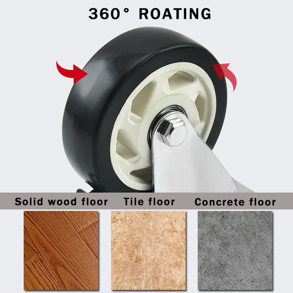 AOTAISP 3 Inch Heavy Duty Casters Load1000lbs Bearing Plate Caster Wheels, 360-degree Soft Rubber Swivel Casters for Furniture and Workbench Cart, AOTAISP