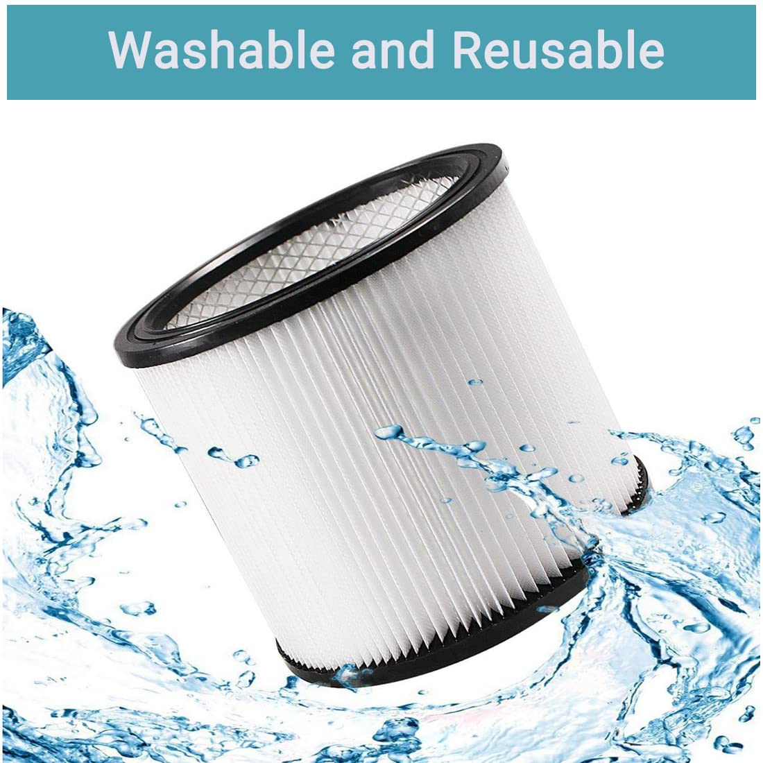 2 Pack Replacement Filter Compatible with Shop Vac 90304 90333 90350, Reusable and Washable Cartridge Filters Fits Most 5 Gallon and above Wet/Dry PureSturdy