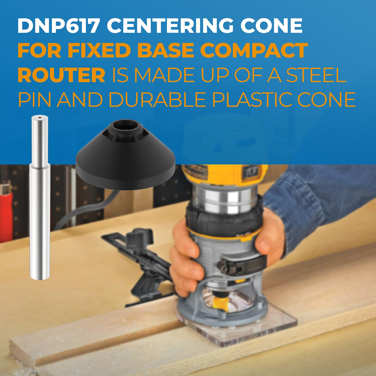 Pokin DNP617 Centering Cone Compatible with Dewalt Router, for Fixed Base Compact Router Subbase Centering Pin & Cone Works with 1/4 In. or 1/2 In. Pokin