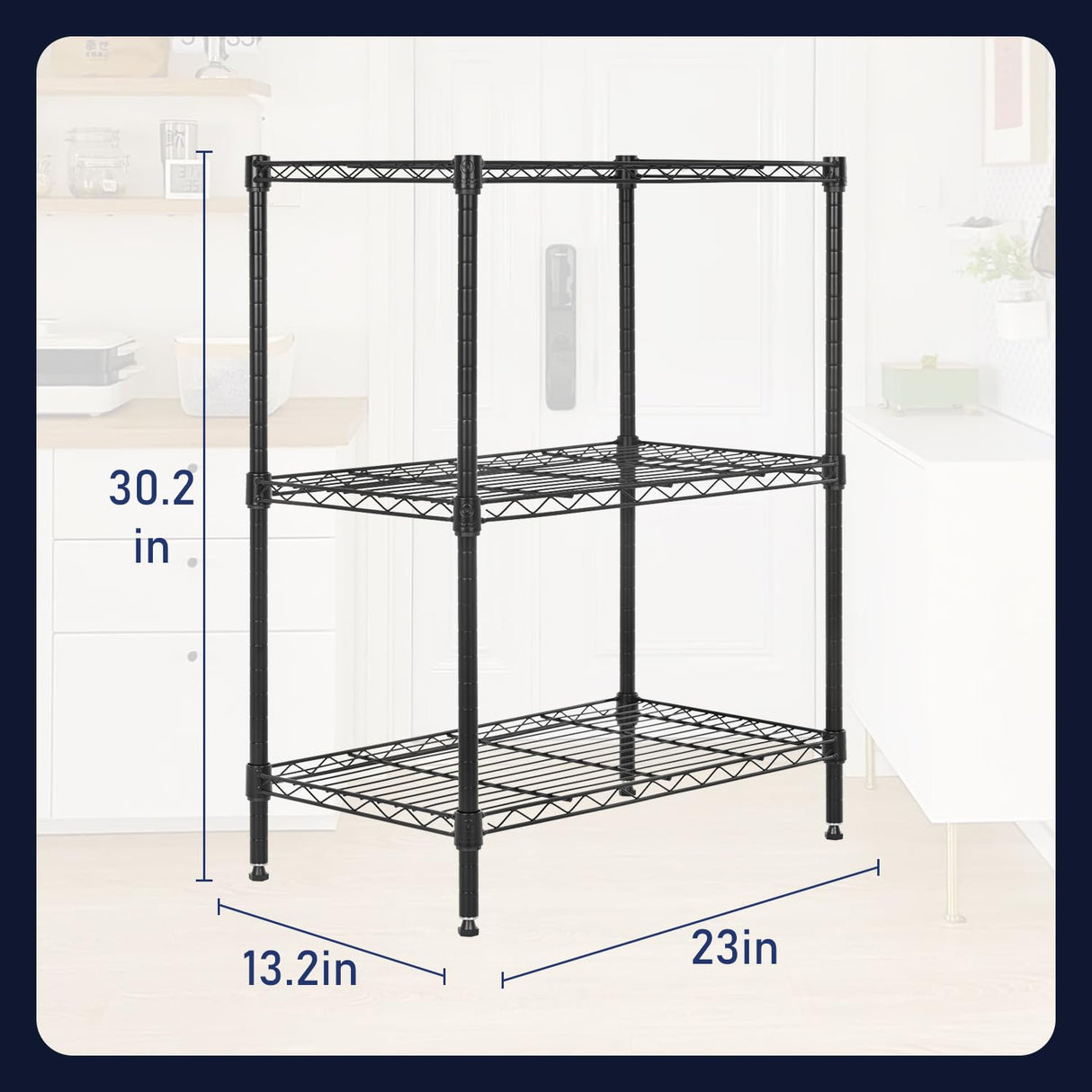 PayLessHere Wire Shelving Unit Heavy Duty Storage Rack Metal Shelf Garage Organizer Wire Rack with Casters (Black, 23" D x 13" W x 30" H) PayLessHere