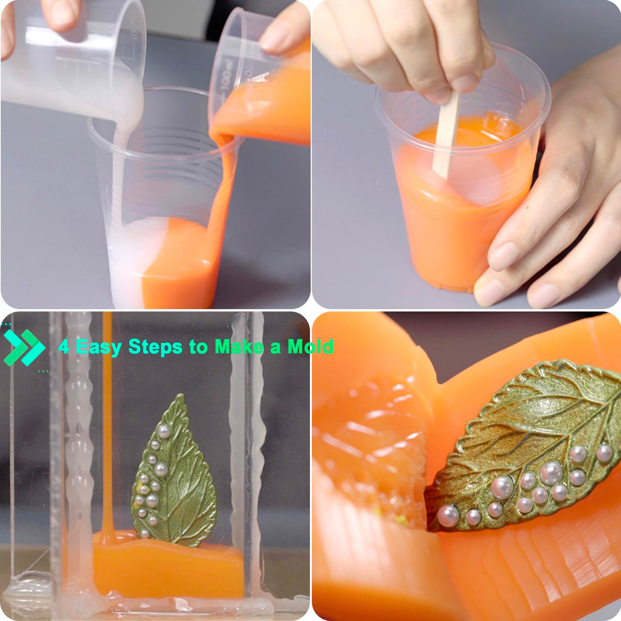 BBDINO Silicone Mold Making Kit, Fast Cure Soft Mold Making Silicone Rubber 2.2 lb(35 Oz), Liquid Silicone for Mold Making, for BBDINO