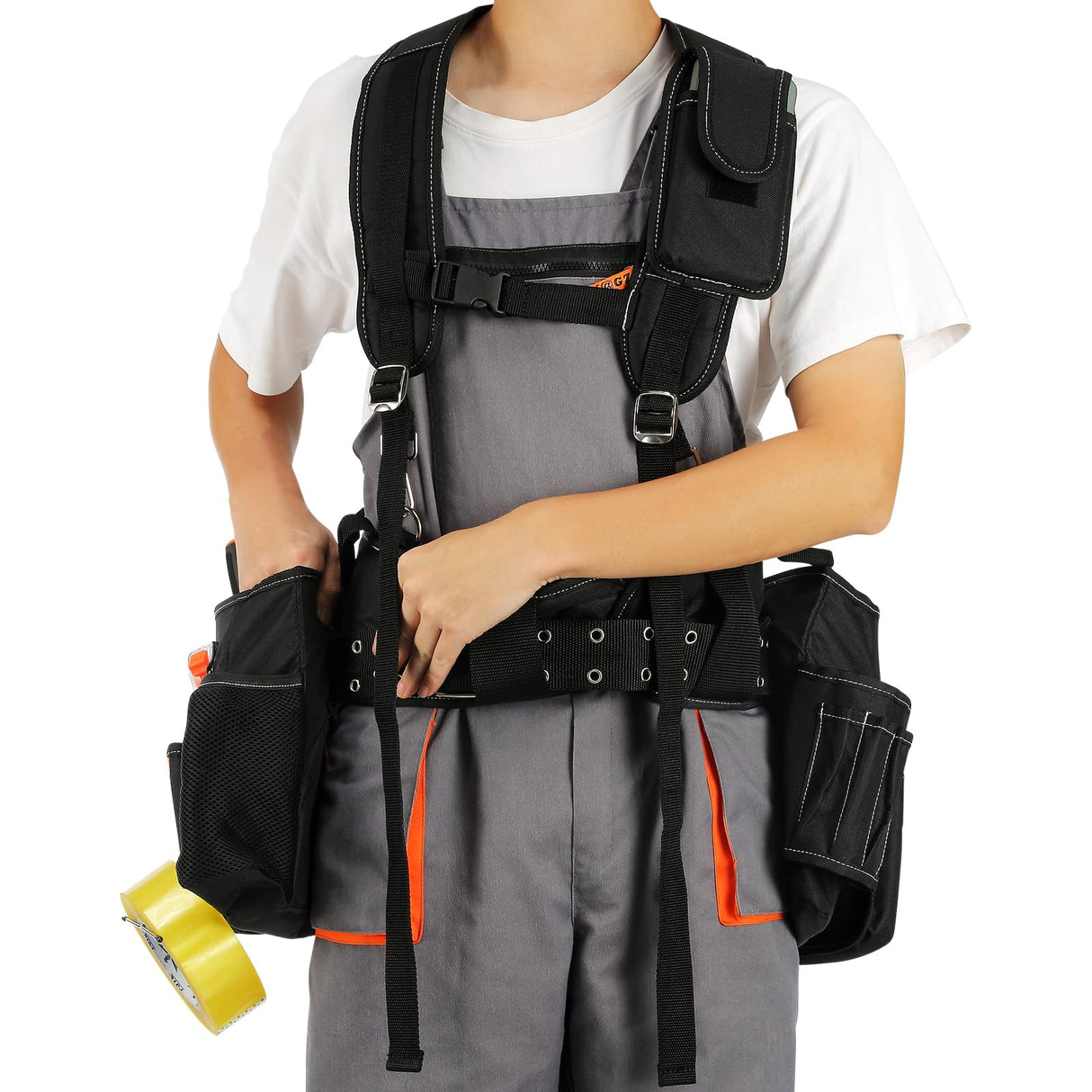 VEVOR Tool Belt with Suspenders, 29 Pockets, 29-54 inches Adjustable Waist Size, Tool Belts for Men, 600D Polyester Heavy Duty Carpenter Tool Pouch VEVOR