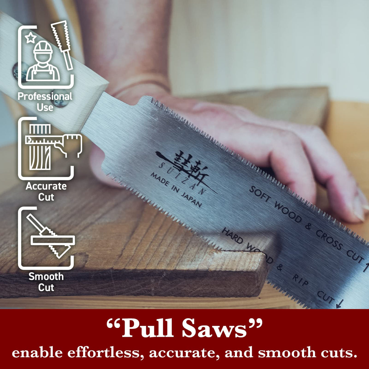 SUIZAN Japanese Pull Saw Ryoba 6 Inch Replaceable Small Hand Saw Flexible Flush Cut Trim Saw for Hardwood and Softwood Woodworking Tools SUIZAN