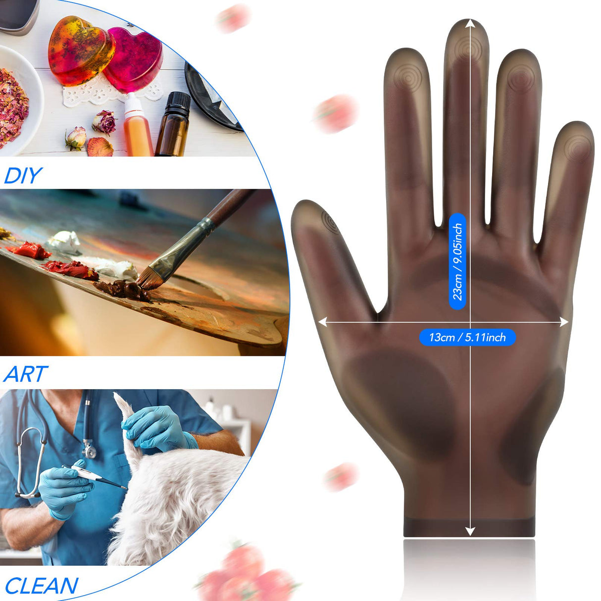 3 Pairs Reusable Safe Silicone Gloves for Resin Casting Projects Waterproof Silicone Gloves Finger Protectors for DIY Crafts Mitten Crystal Epoxy Geyoga