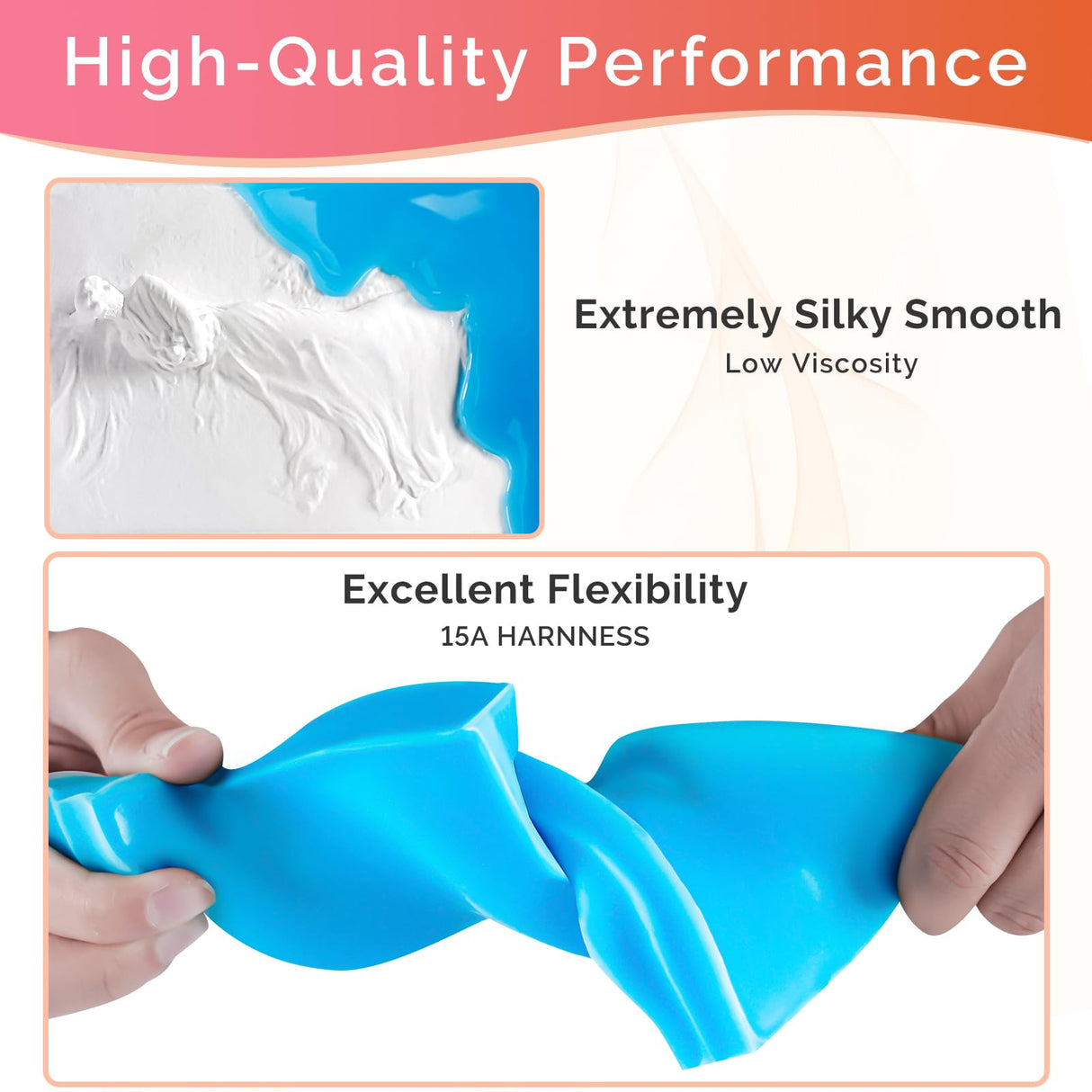 NASUBI Silicone Mold Making Kit 70.4oz,15A Non-Toxic Safe Liquid Silicone Rubber for Mold Making,4.4LB Mixing 1:1 by Weight Fast Curing Silicone NASUBI