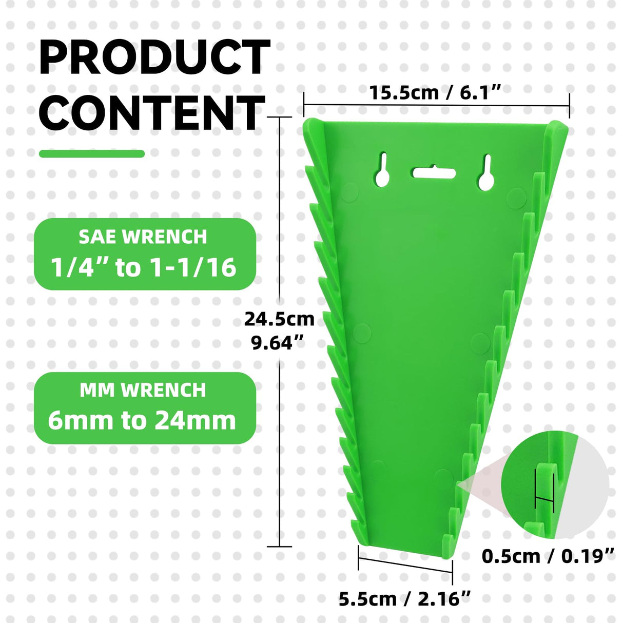 FTIHTRY 4Pack Magnetic Wrench Organizer wrench rack Tool Trays, Premium Quality Wrench Holder SAE(1/4" - 1/16") and Metric(6mm-24mm) FTIHTRY