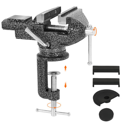Bench Vise, 𝗚𝗢𝗫𝗔𝗪𝗘𝗘 𝗠𝗶𝗻𝗶 𝗕𝗲𝗻𝗰𝗵 𝗖𝗹𝗮𝗺𝗽 for Workbench, 2.9 inch Swivel Table Vise for Small DIY Projects, Handcraft Creations, Woodworking, Sculpting