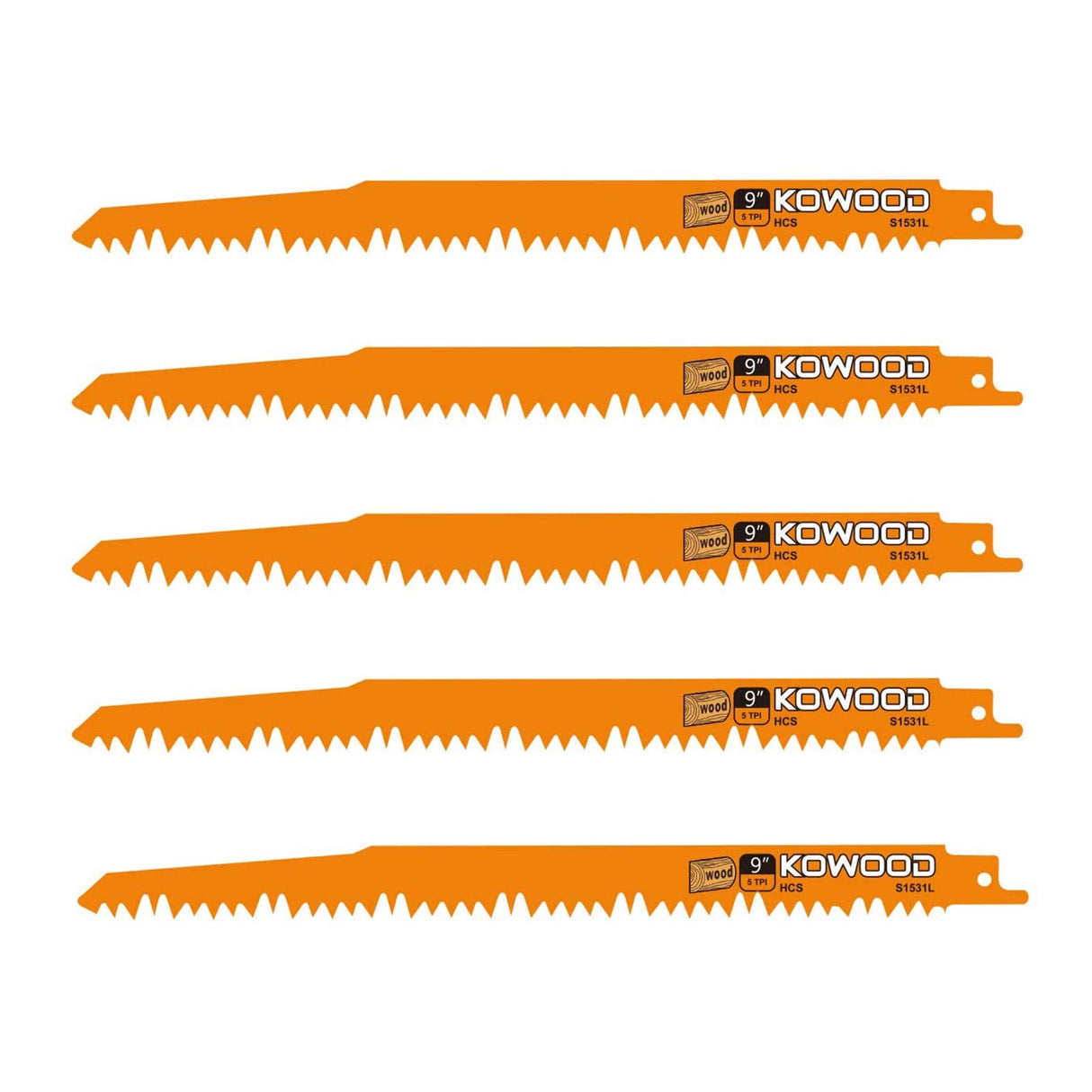 9-Inch Wood Pruning Saw Blades for Reciprocating/Sawzall Saws/Sabre Saws by KOWOOD - 5 Pcs Pack Wood Cutting Set KOWOOD