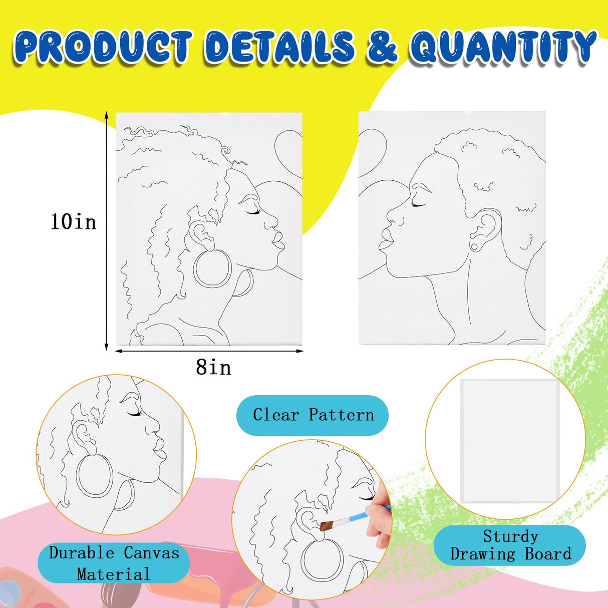 Yeaqee 13 Pcs Sip and Paint Kit Valentines Couple Painting Kit Supplies Canvas Painting Art Painting Set Pre Drawn Stretch Canvas Kit for Couple Date Yeaqee