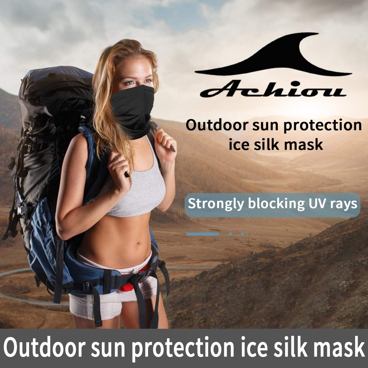 Achiou Neck Gaiter Face Mask Scarf Dust Sun Protection Cool Lightweight Windproof, Breathable Fishing Hiking Running Cycling Achiou