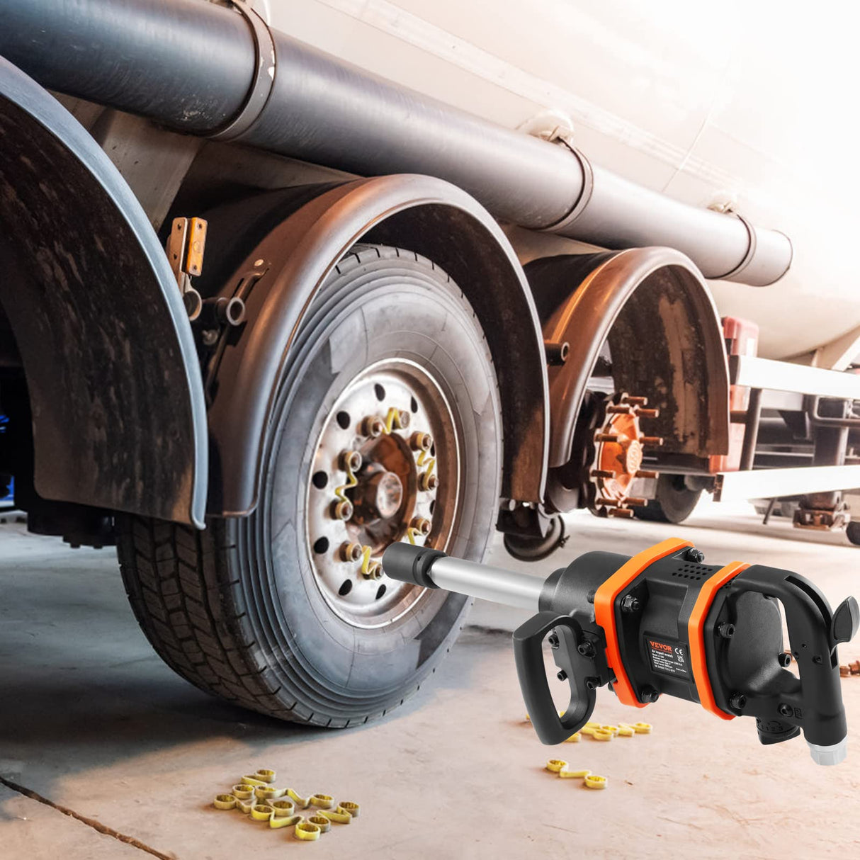 VEVOR 1 Inch Air Impact Wrench, Up to 3160 ft-lbs High Reverse Torque Output 1" Pneumatic Impact Gun w/ 8 Inch Extended Anvil & Carrying Case for VEVOR