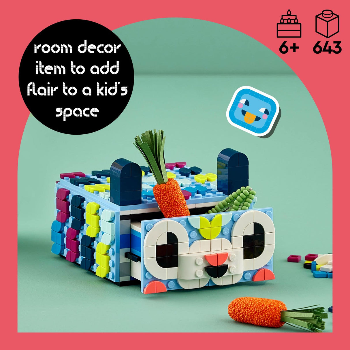 LEGO DOTS Creative Animal Drawer Building Toy 41805, Buildable Treasure Box, Jewelry Box, Desk Caddy, Storage Box, Arts and Crafts DIY Toy Mosaic LEGO