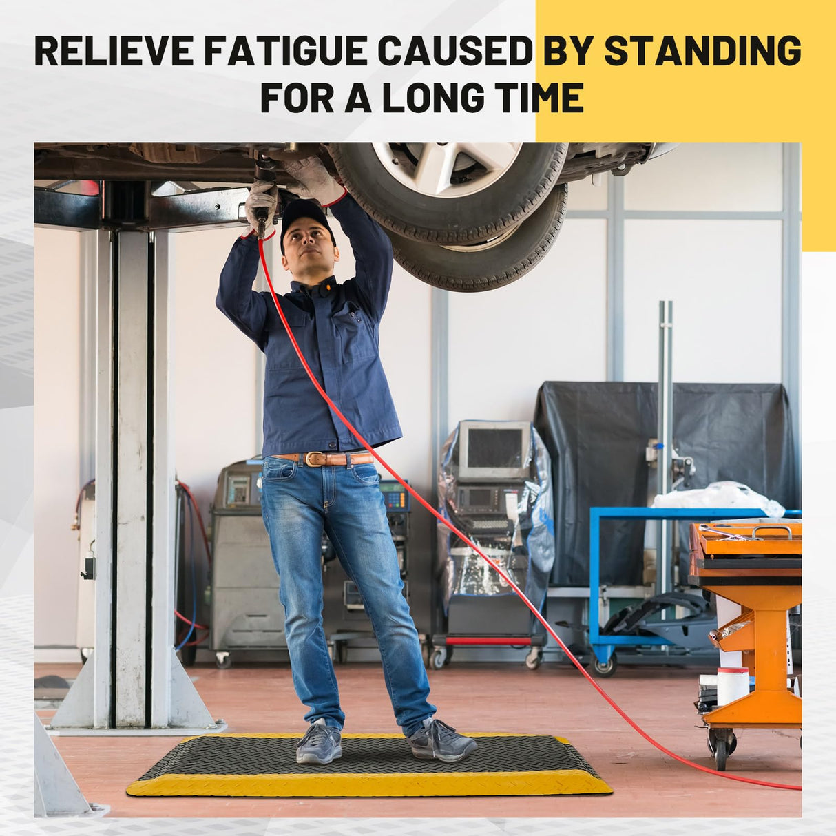 Timgle Anti Fatigue Floor Mat Industrial 2' x 3' Heavy Duty Standing Mats 7/8 inch Thick Sponge Base Industrial Floor Mats for Workplace Garage Timgle