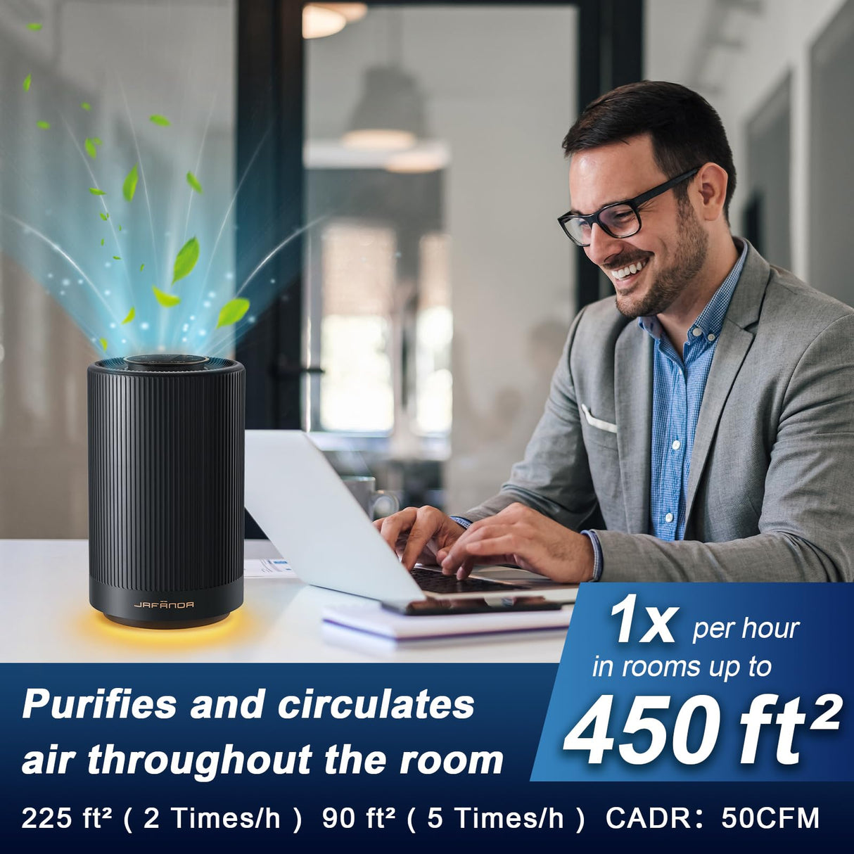 Jafanda Air Purifiers for Home bedroom,H13 True HEPA Coverage 450 sqft,22 dB Portable Air cleaner,Effectively Remove Pollen Dust and Odor to Prevent Jafanda