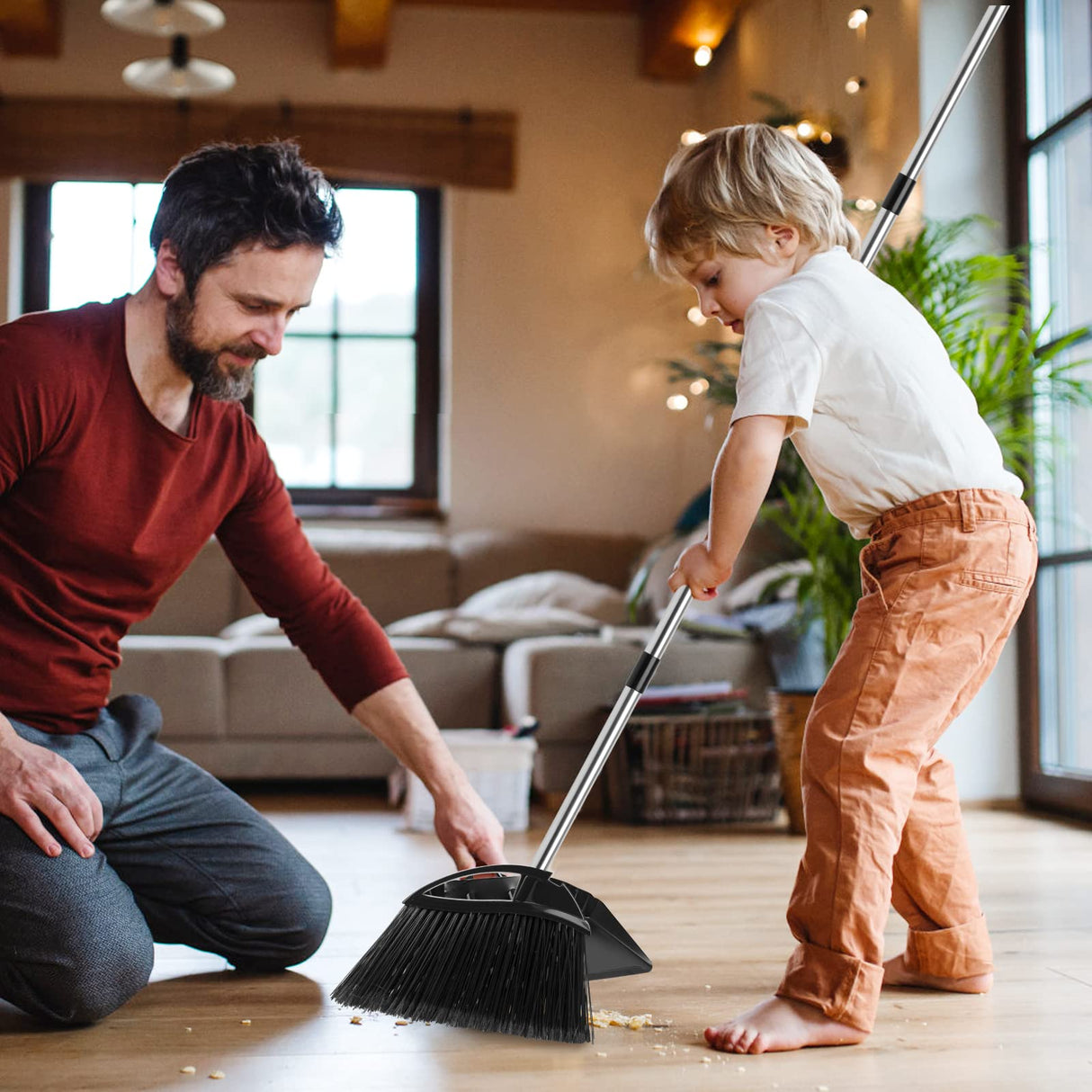 Heavy Duty Black Metal Dust Pan -Handheld Dustpan with Handle, Stainless Steel Large Dustpans with Wide Lip Industrial Dust Pans Precision Edge Small Yangbaga