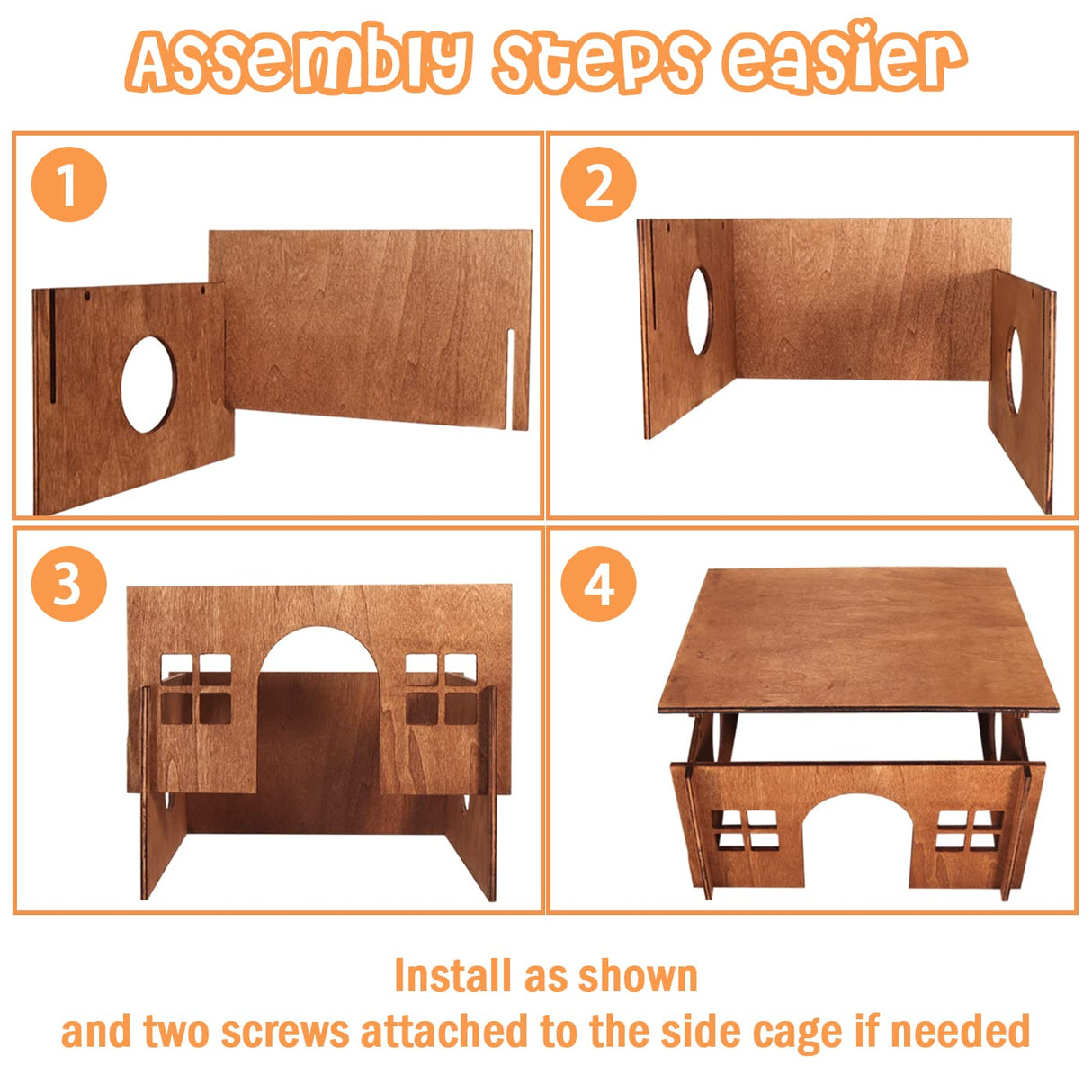 Large Wood Guinea Pig Hideout with Windows,Hamster House Hideout,Small Animals Pets Houses Hideouts,Suitable for Chinchilla,Hamsters and Small Rabbit WHEARTED