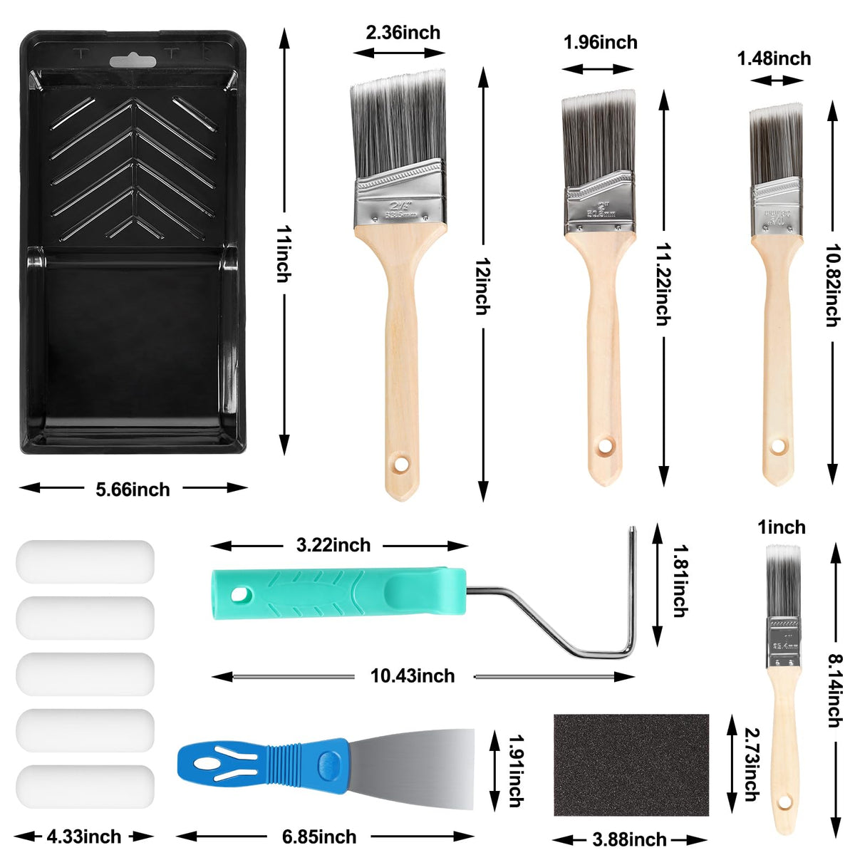 Rhibak Paint Roller Kit, Paint Brushes and 4 Inch Foam Small Paint Roller kit for Professional or Home Owners with All Paints and Stains for Rhibak