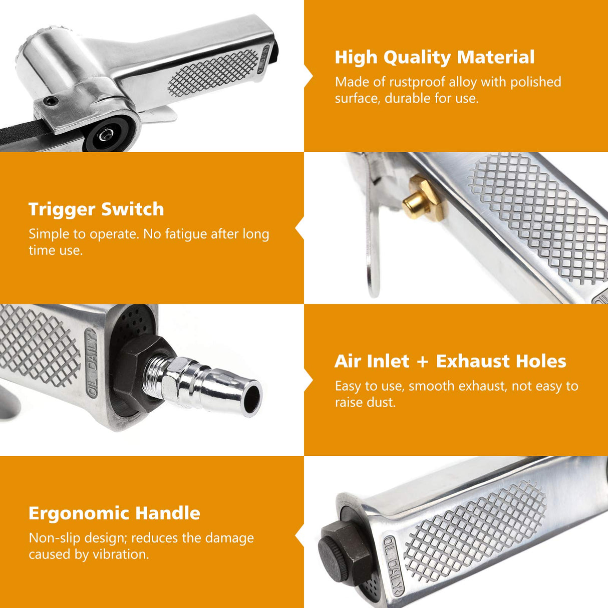 BEAMNOVA Mini Air Belt Sander for Woodworking Metal Working 3/8 Inch Handheld Angle Grinder Industrial Pneumatic Tool with 3 Belts 60/80/100 Grit BEAMNOVA