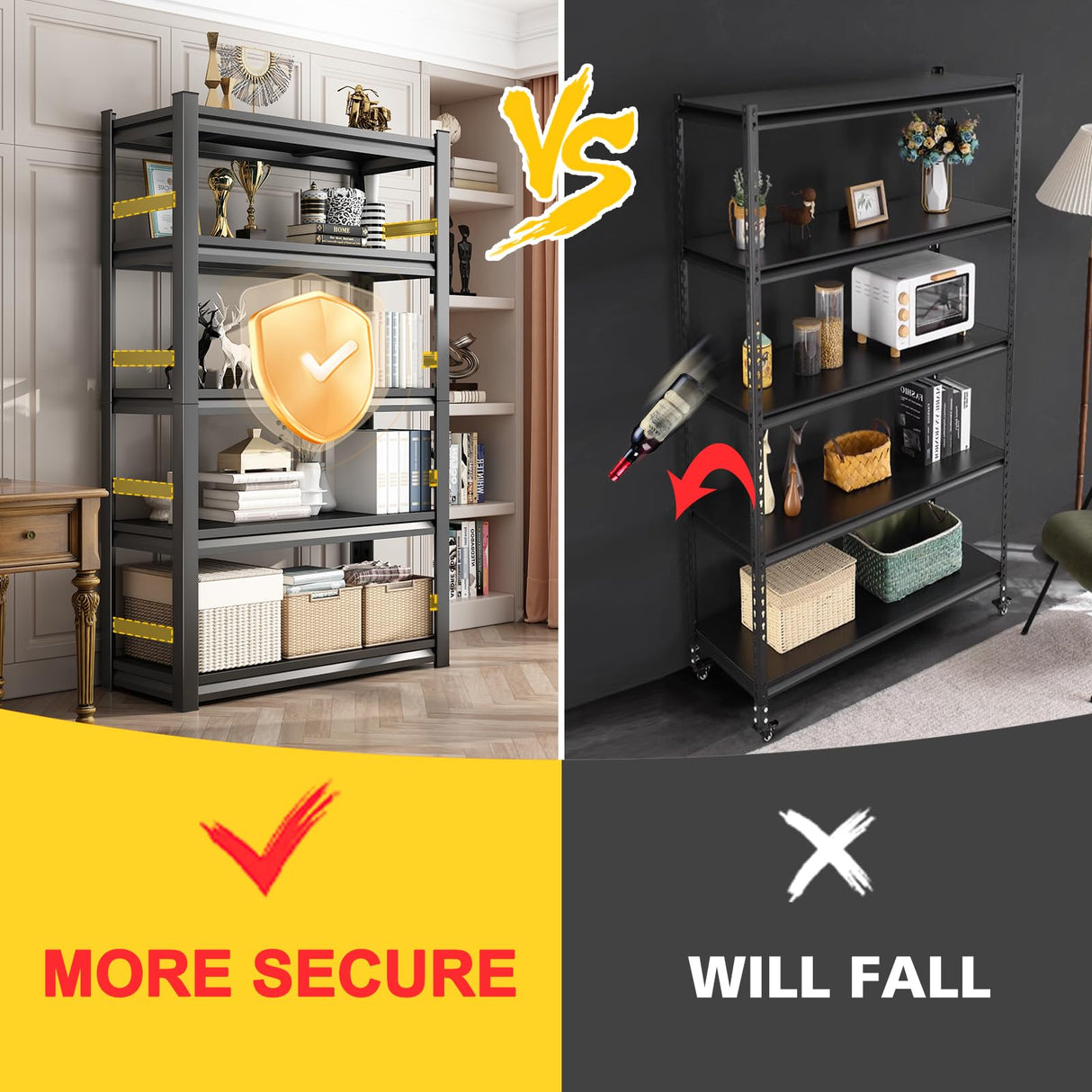 72" H Garage Shelving,Sturdy Garage Shelves Steel Heavy Duty Shelf,Large Metal Shelves,Adjustable Garage Storage Shelves Rack Unit for Warehouse Bezuny