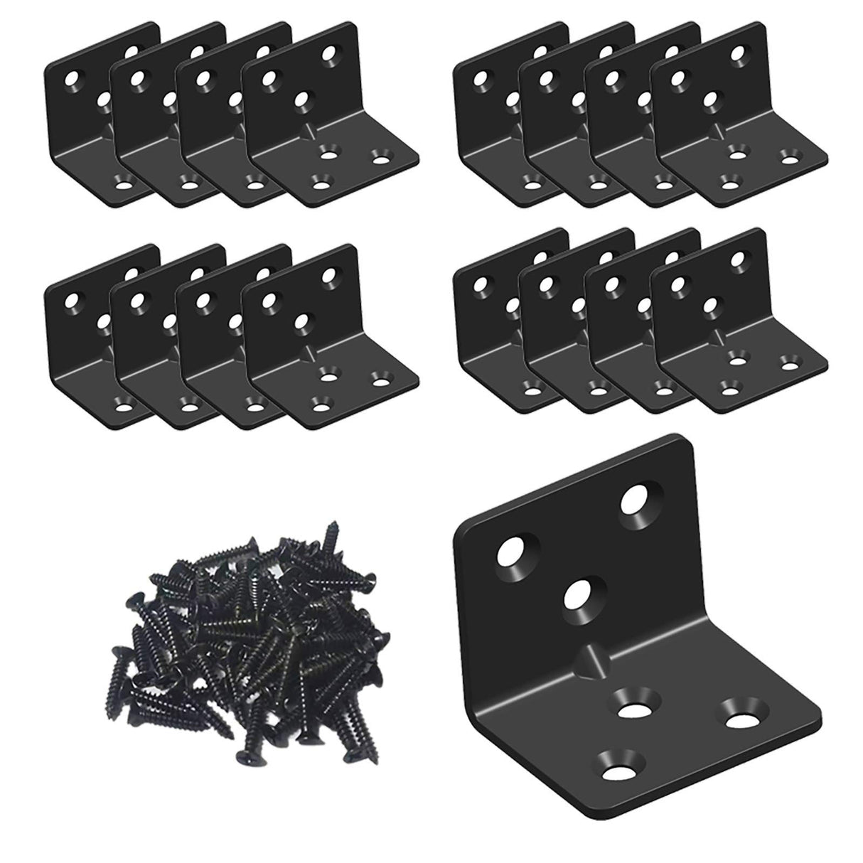 Black Stainless Steel Shelf Bracket,Joint Right Angle Bracket,L Shape Heavy Duty Metal Corner Brace Shelf Supporter Aufuga(16 Pcs) Aufuga