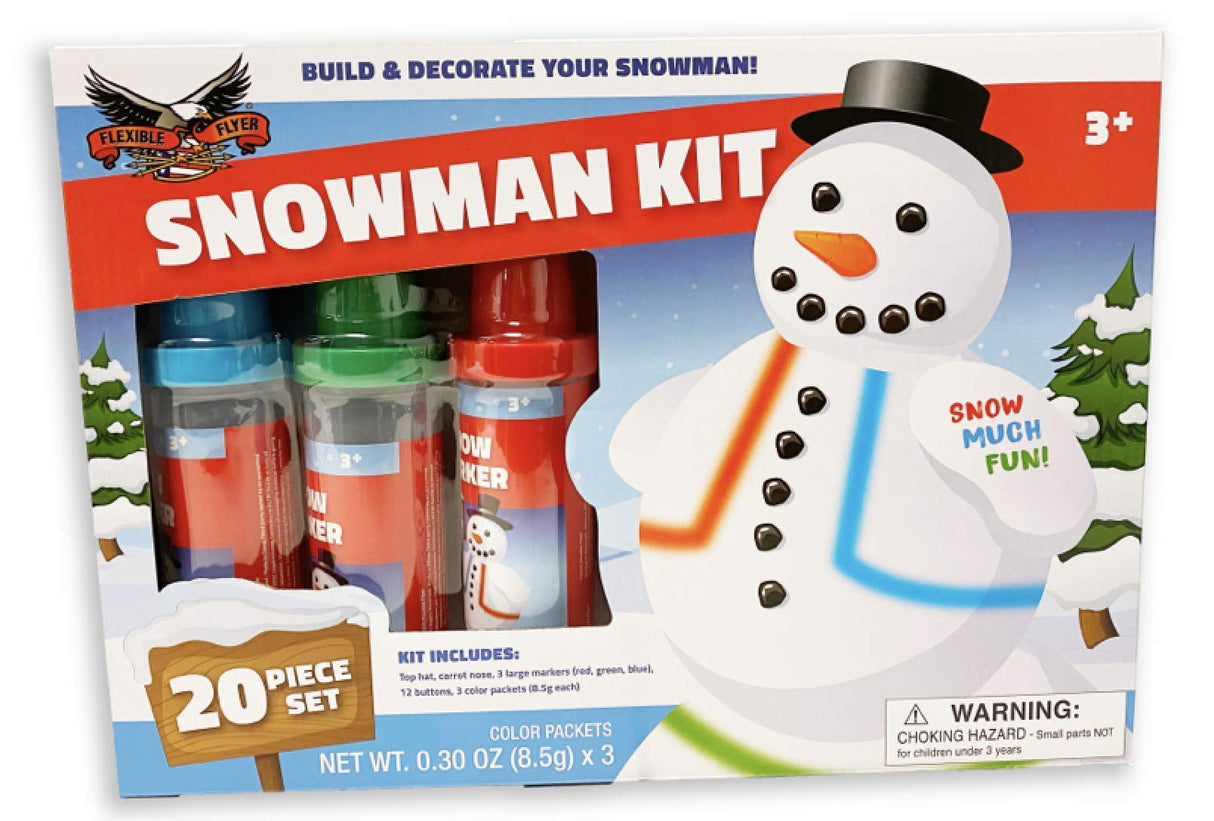 Flexible Flyer Build a Snowman Kit & Snow Art Markers. Kids Winter Toy Decorate Set, Black Flexible Flyer