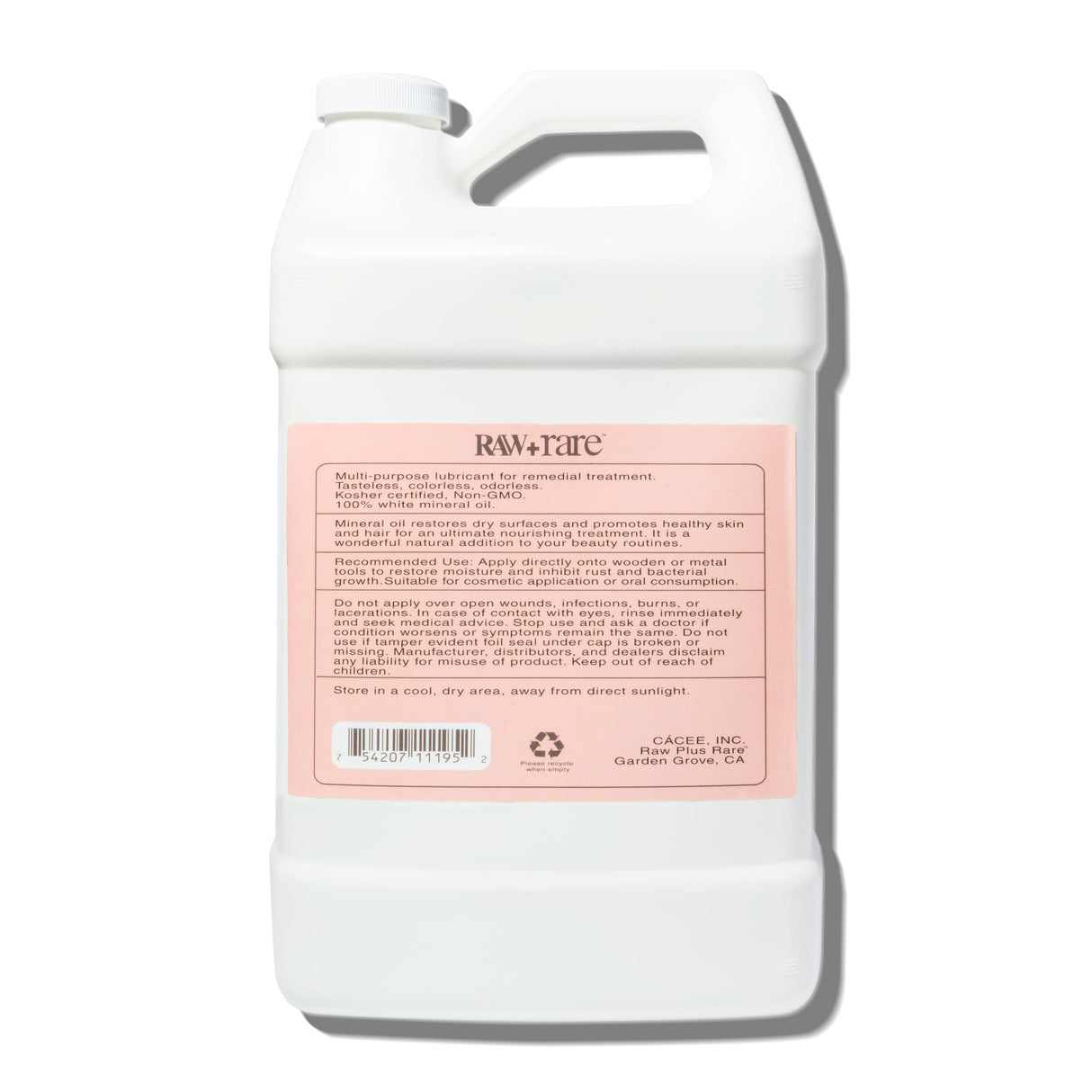 Raw Plus Rare Food Grade Mineral Oil (1gal), Suitable for Bamboo Cutting Board, Butcher Block, Wood, Knife Blade, Cast Iron Tools - Vegan, Enriched Raw Plus Rare