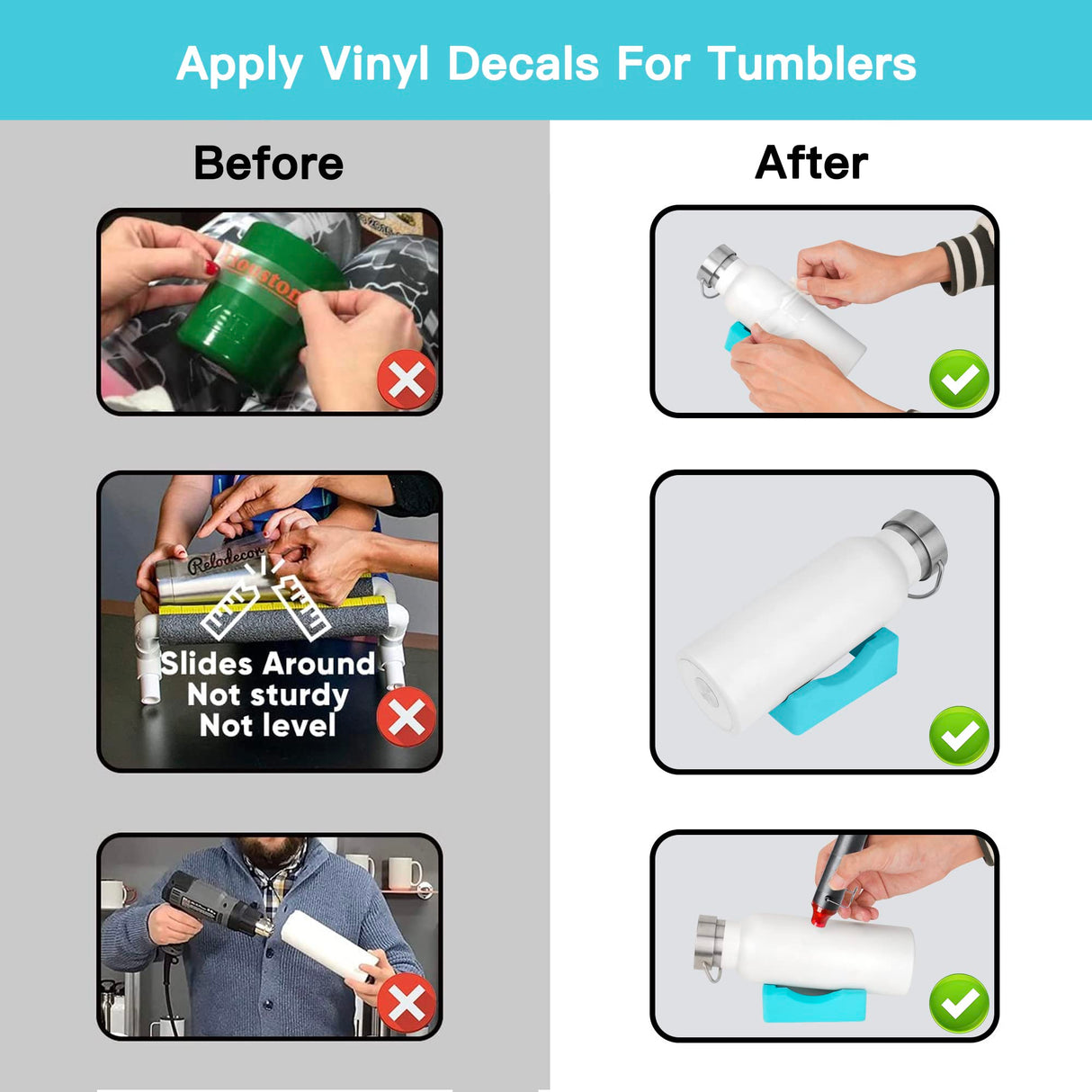 2PACK Silicone Cup Cradle for Tumbler with Built-in Slot,Tumbler Holder for Crafts Use to Apply Vinyl Decals for Tumblers and Alignment of Decals on FABULWAY